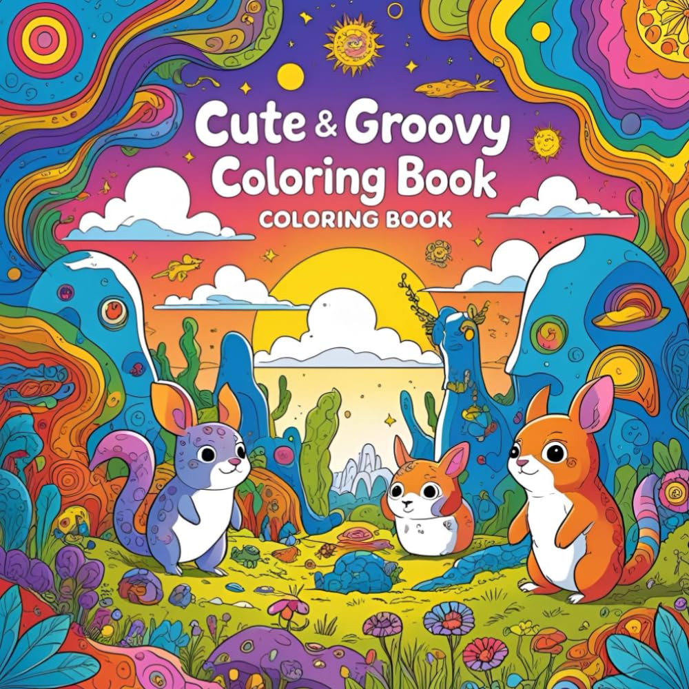 Cute & Groovy: A Fun and Relaxing Coloring Book for All Ages, Simple and Bold Designs Featuring Whimsical and Adorable Art (Bold & Easy Coloring)