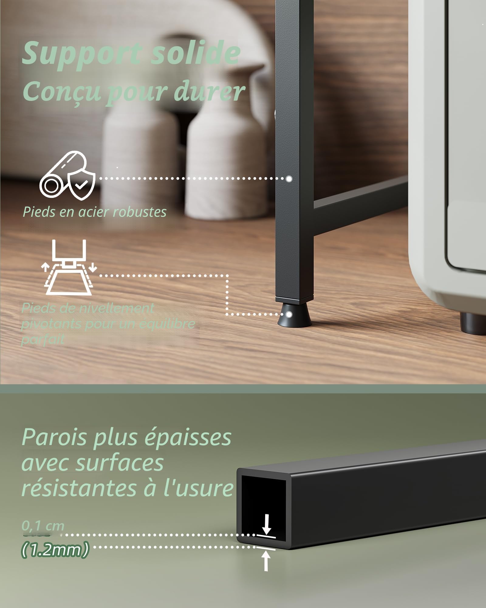 NETEL Support Micro-Ondes 2 Niveaux Extensible, Étagère Plan Travail pour Four, Rangement Micro-Ondes avec Crochets, Noir