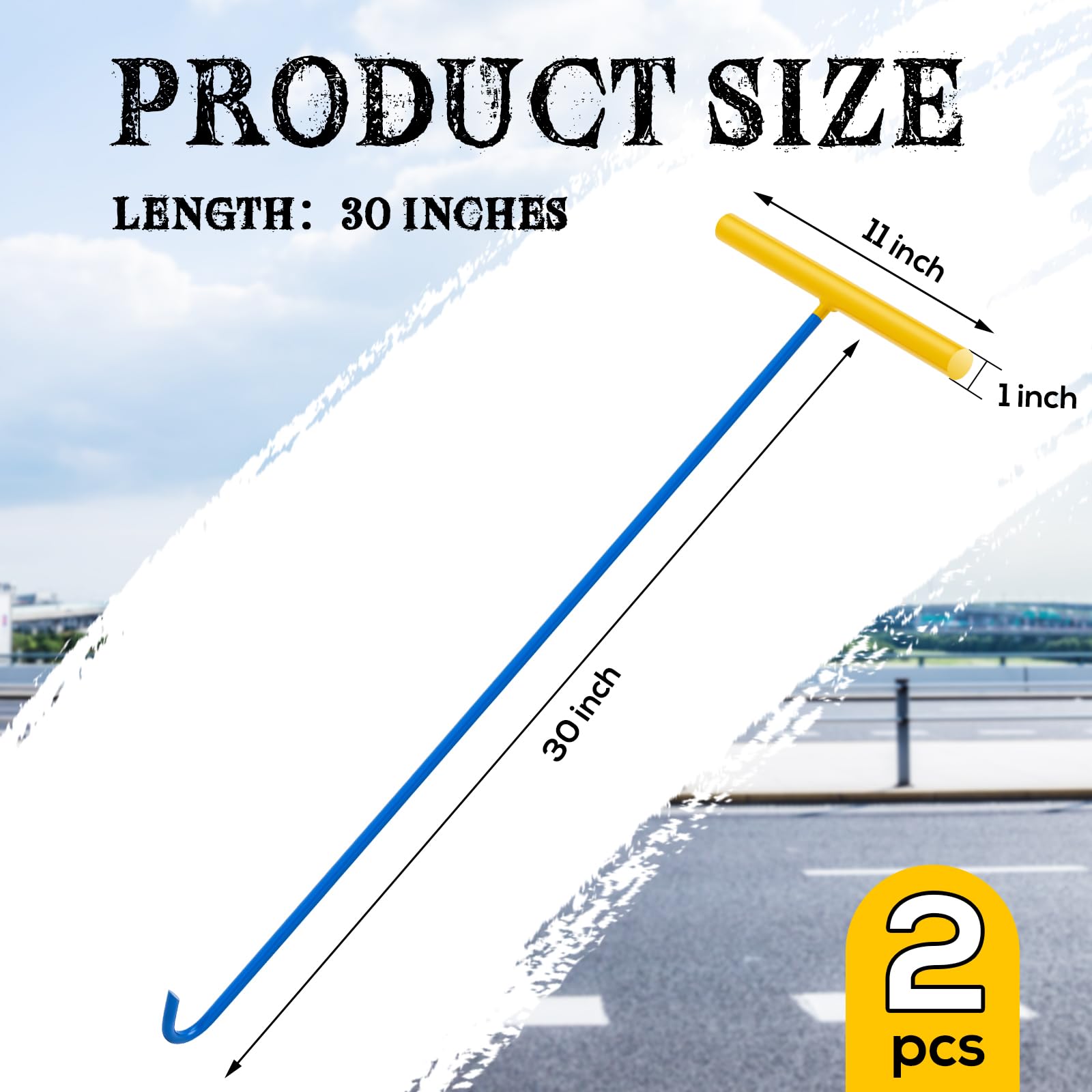 Heavy Duty Manhole Cover Hooks - 30 Inch Lifting Tool -2