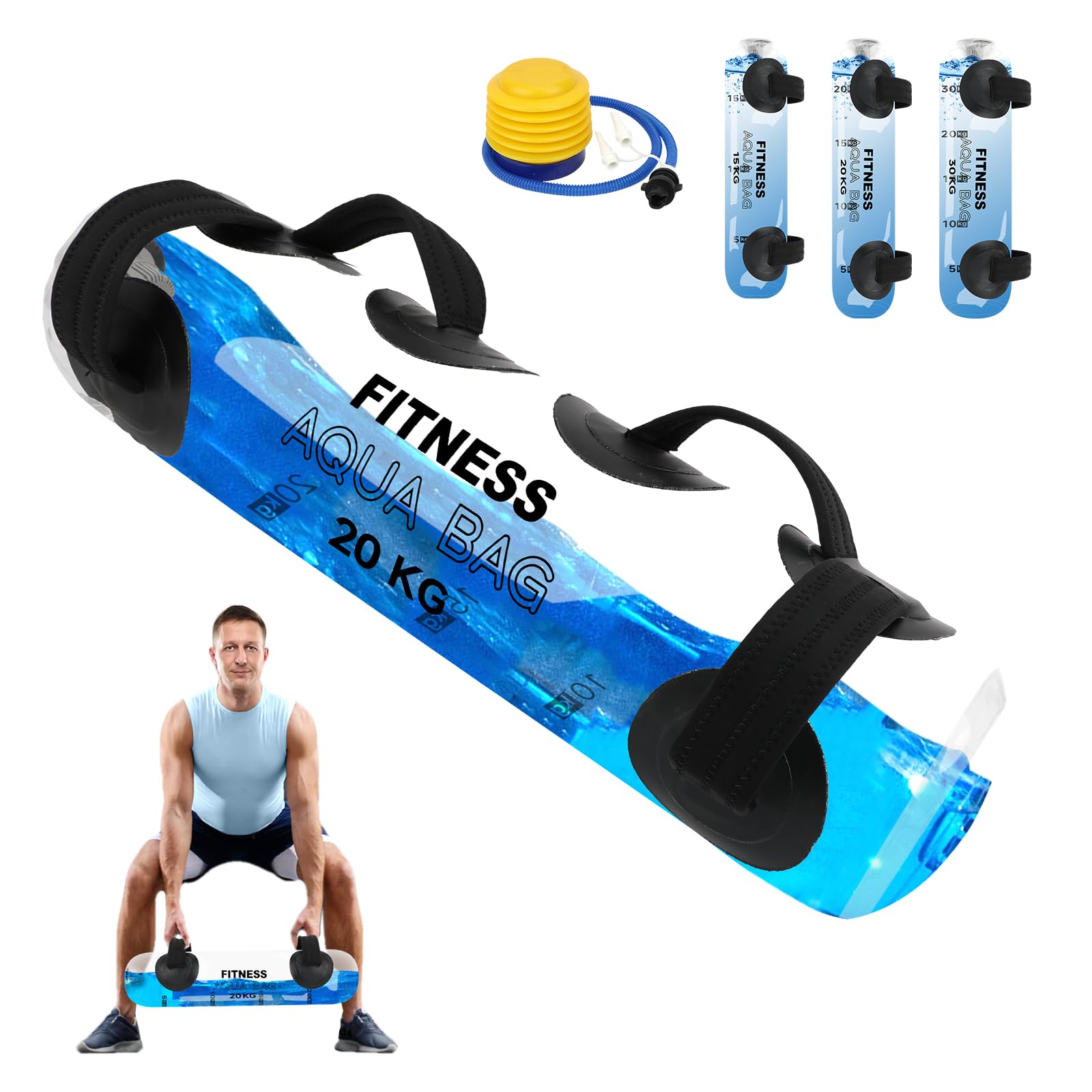 KOMCLUB Aqua Bag Workout, Adjustable Training Bag and Power Bag with Water, Core and Balance Trainer, Portable Stability Fitness &Full Body Exercise