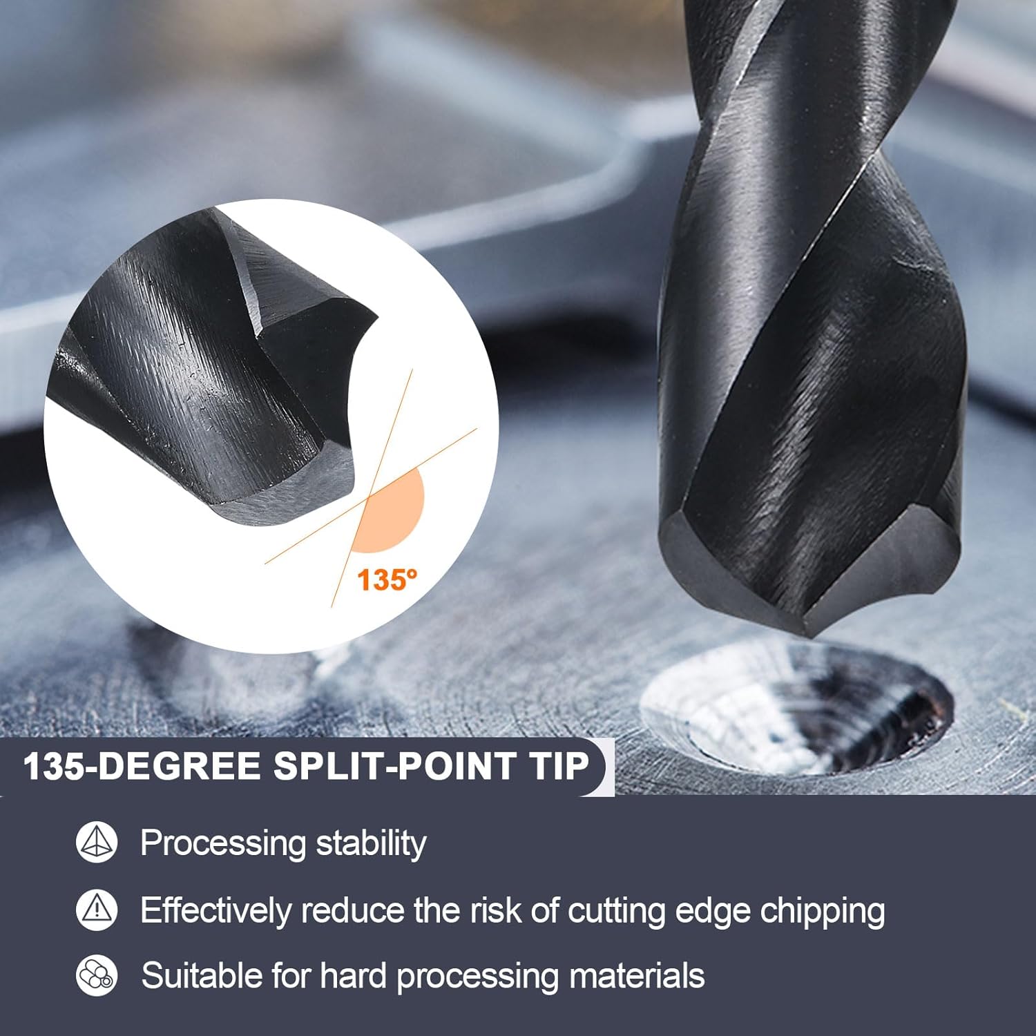 uxcell 14.5mm Drill Bit 1/2" Reduced Shank 4341 High-Speed Twist HSS Nitriding Black 135° for Light-Duty Soft Metal Aluminum Alloy Wood Plastic