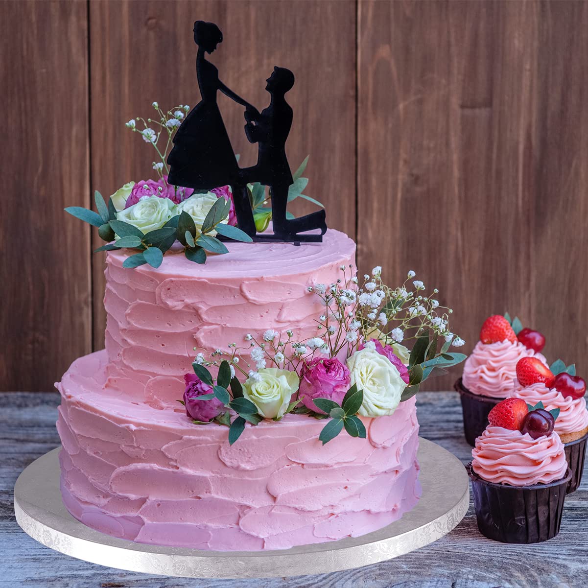 4 Tamburi Per Torta Rotondi 15,2 Cm - Spessi 1,27 Cm, Base In Foglio Argento, Per Matrimoni