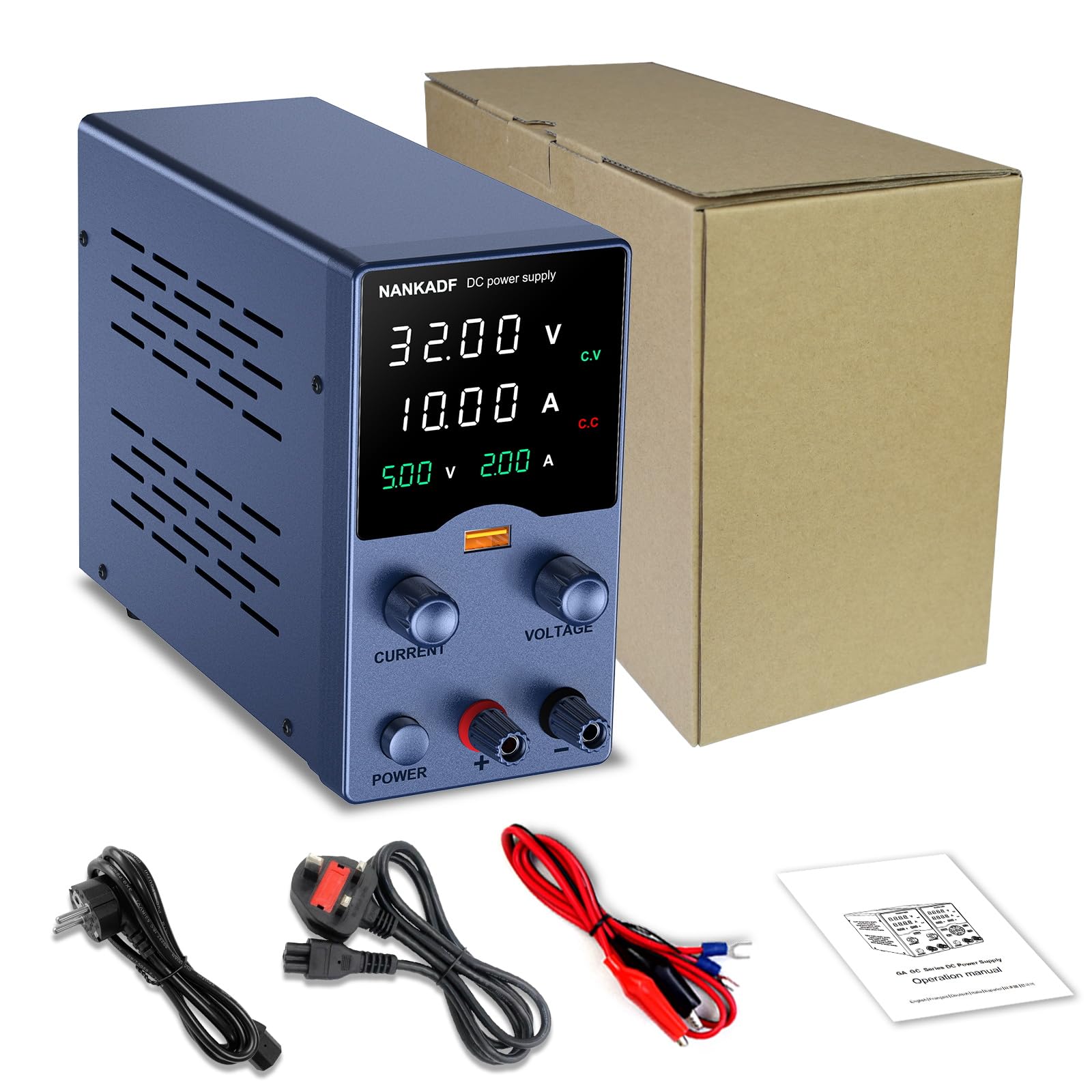Alimentatore da laboratorio, alimentatore DC, alimentatore di rete da laboratorio con manopola di regolazione, alimentatore di rete a commutazione regolabile con funzione di ricarica rapida