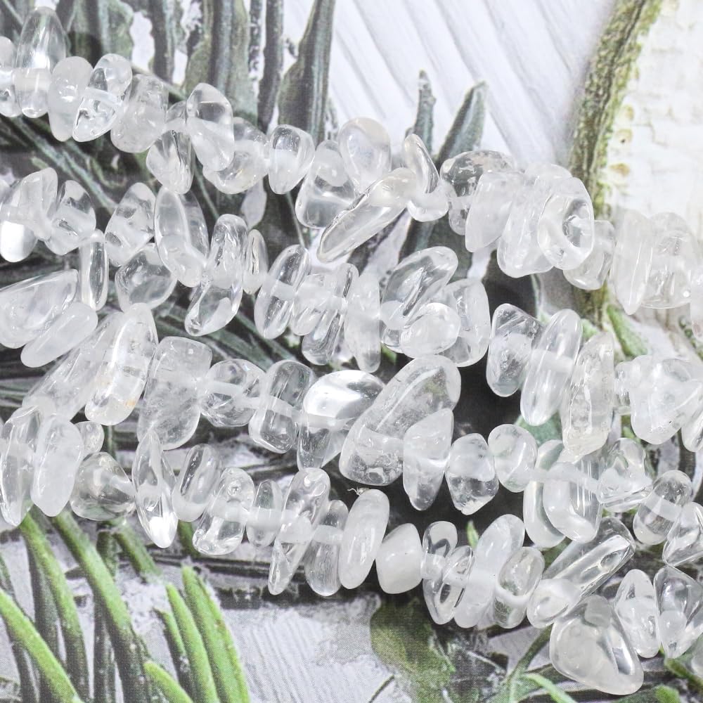 260pcs Natural Clear Crystal Beads Chips 5mm to 8mm Irregular Gemstone Beads with Holes DIY for Bracelet Necklace Earrings Jewellery Making Craft 32 inch - Image 2