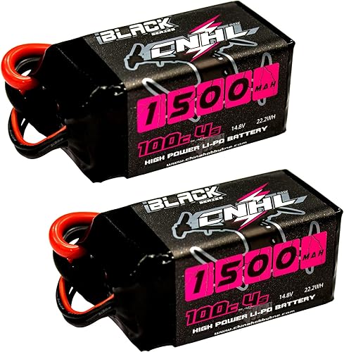 CNHL Batería Lipo 1500mAh 4S 14.8V 100C con enchufe XT60 para FPV Drone Racing RC Quadcopter helicóptero avión barco coche (2 paquetes)