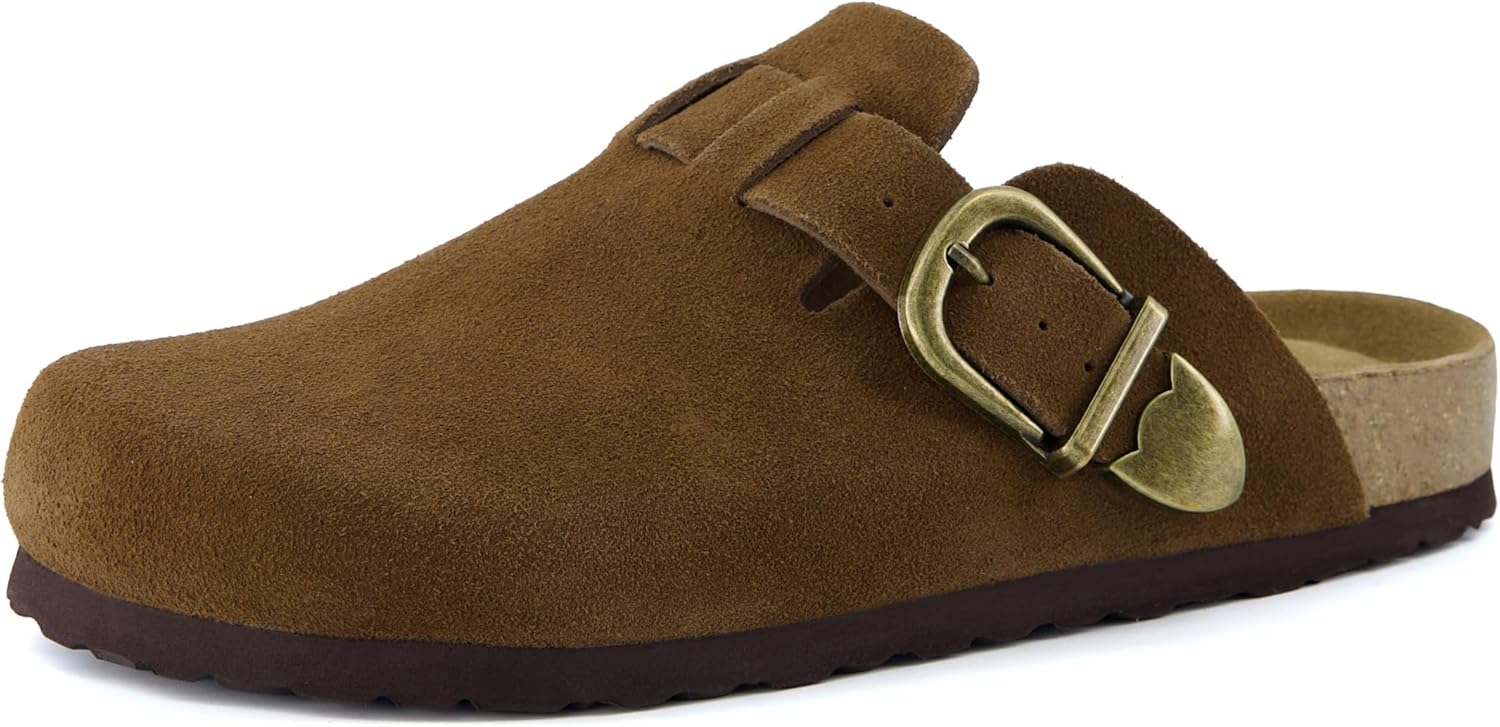 CUSHIONAIRE Hamlet Genuine Leather Suede Clogs for Women, Slip On Shoes with Detailed Metal Buckle Strap and Memory Foam Footbed - Image 9