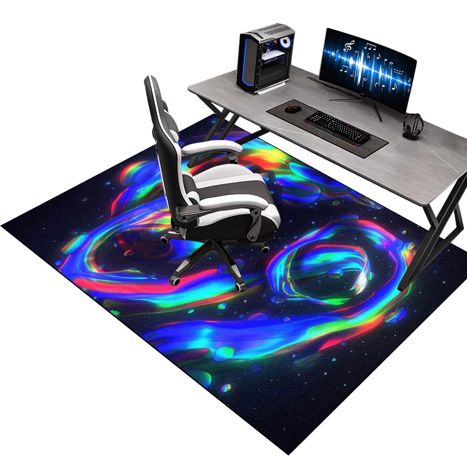 Office Gaming Chair Mats for Carpeted Floor, 140 x 180 cm Desk Chair Floor Protector Mat for Carpet, Computer Floor Mat for Carpets, Gaming Rug for Hard Floor, Floor Protector for Rolling Chair