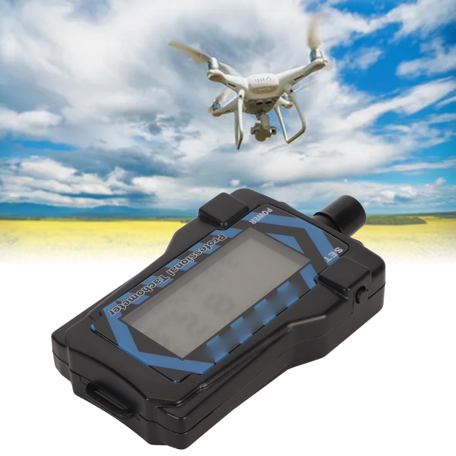 Annadue LED Hand Drehzahlmesser, G.T. Propeller Tachometer mit Lanyard 2-9 RC, Drohnen Propeller Geschwindigkeitstester, Digitaler LED Hand Drehzahlmesser für RC Drohnen Modellierungszubehör.