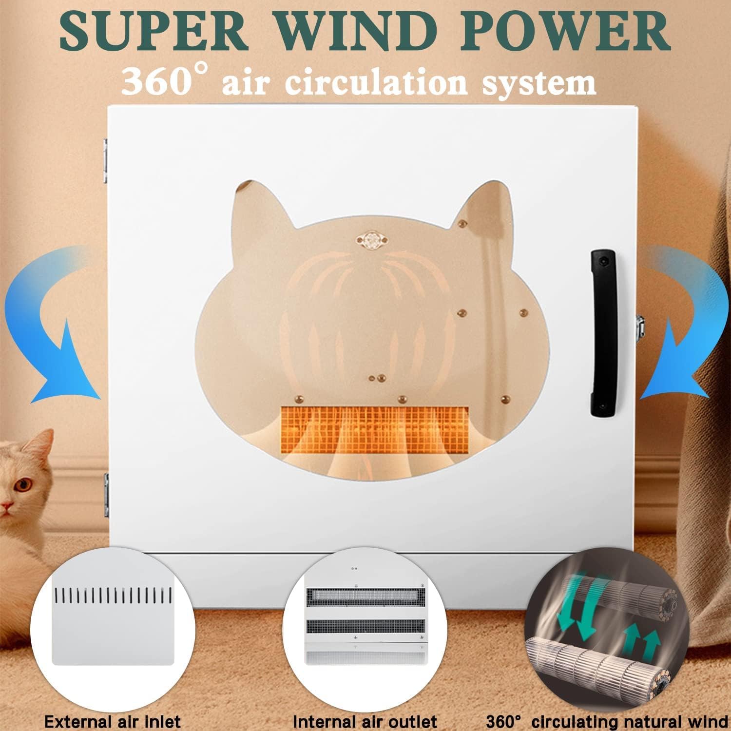 Pet Drying Box Large Fully Automatically Pet Hair Dryers for Dog Grooming Intelligent Control Pet Bathing Blow Dryer for Small Medium Dog and Cat