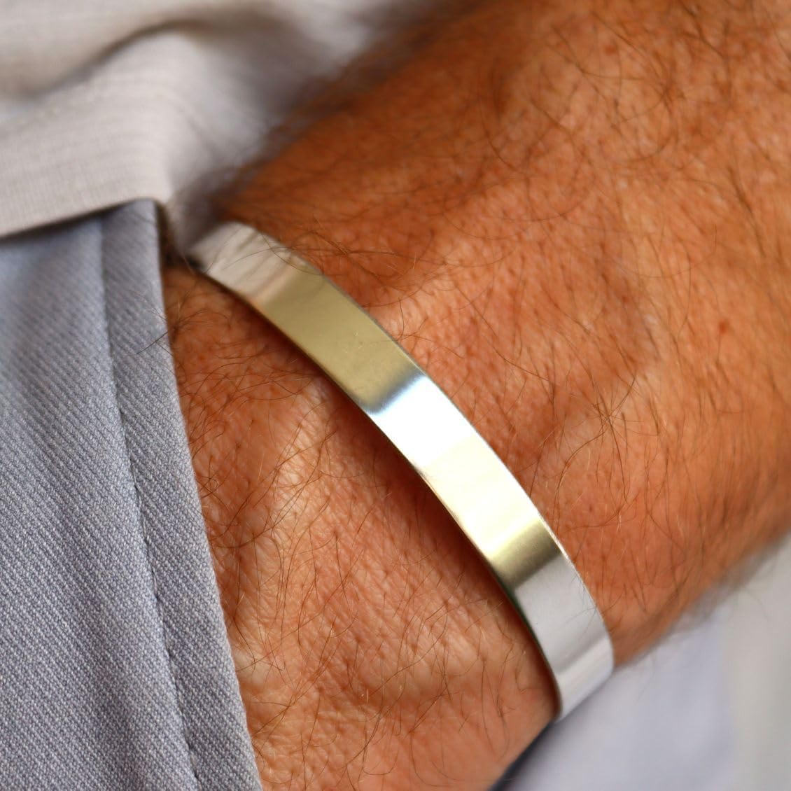 Silver Cuff Bracelet Mens Personalized Cuff - Custom Birthday Gift For Men, Groomsmen Present - Me'ns Jewelry - ID bracelet - Inspiration quote cuff for Men - Fathers Day Gift