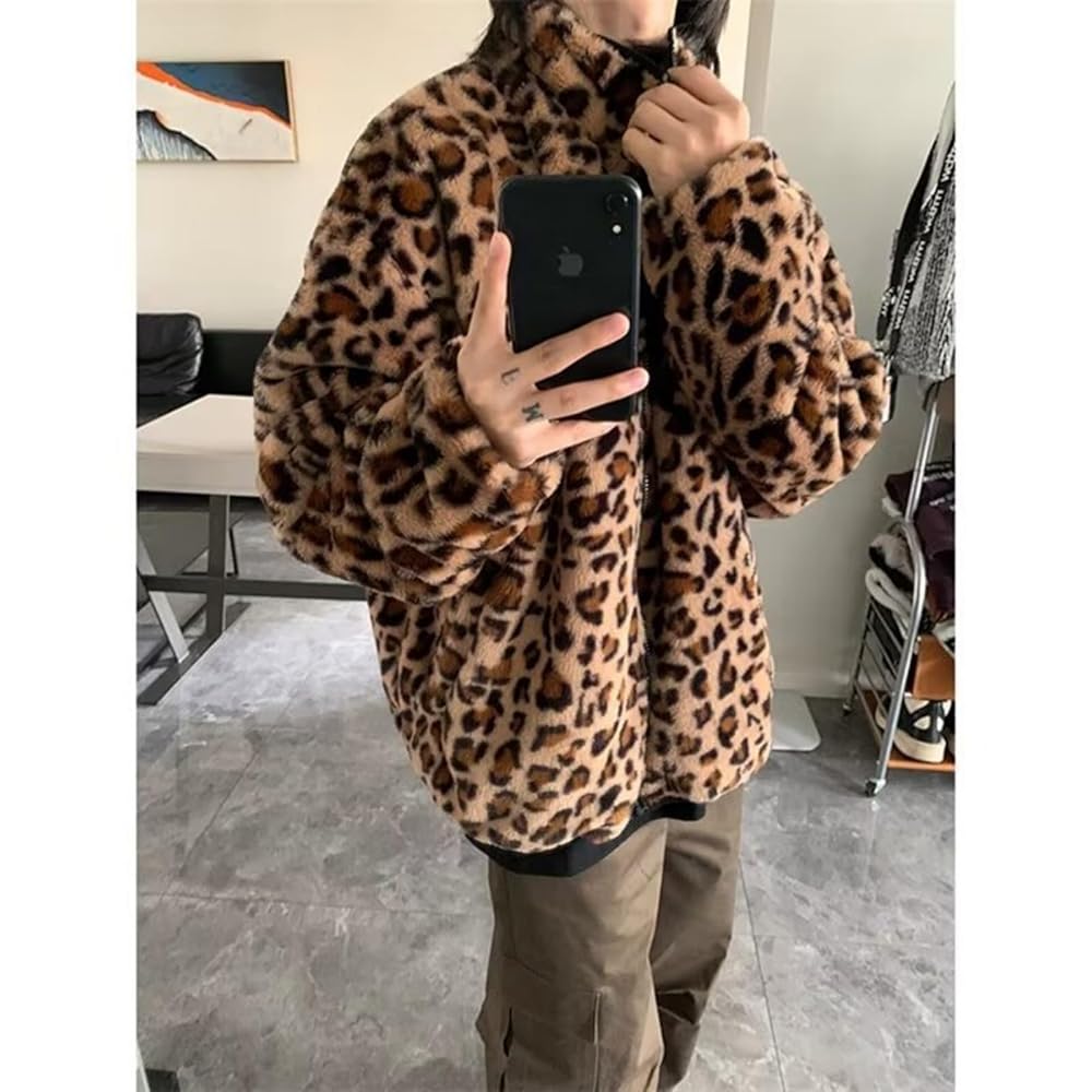 Amazon.com: Hesaco Unisex Reversible Leopard Faux Fur Jacket