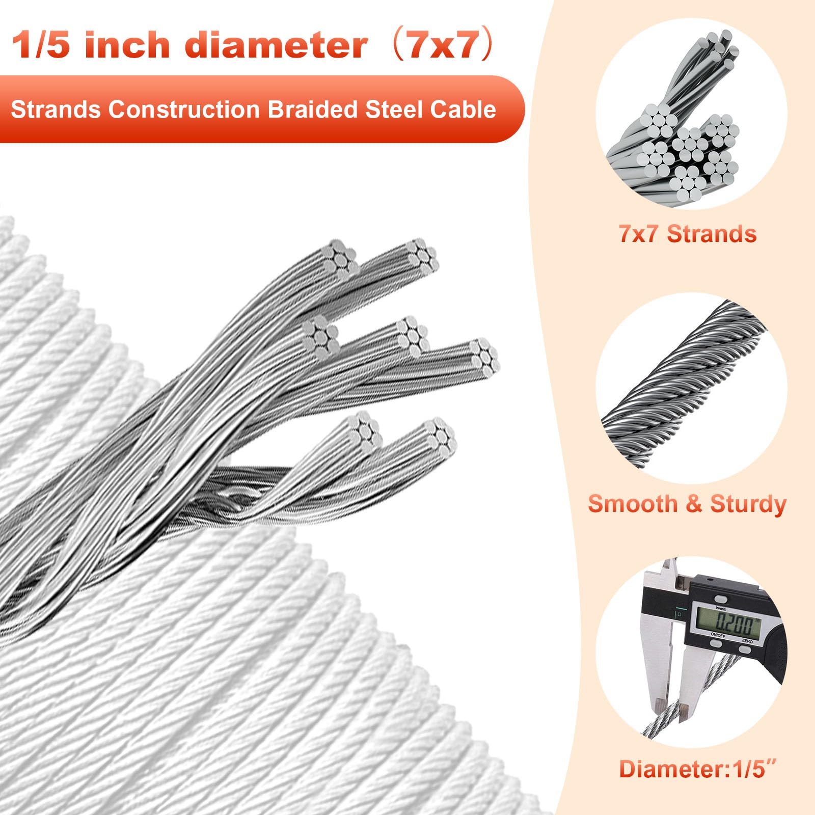 TUBAGOU 304 Stainless Steel Batting Cage Cable Kit – Batting Cage Netting Wire Tension Kit for Baseball Softball DIY Net Hanging Kit Indoor and Outdoor Backyard Design