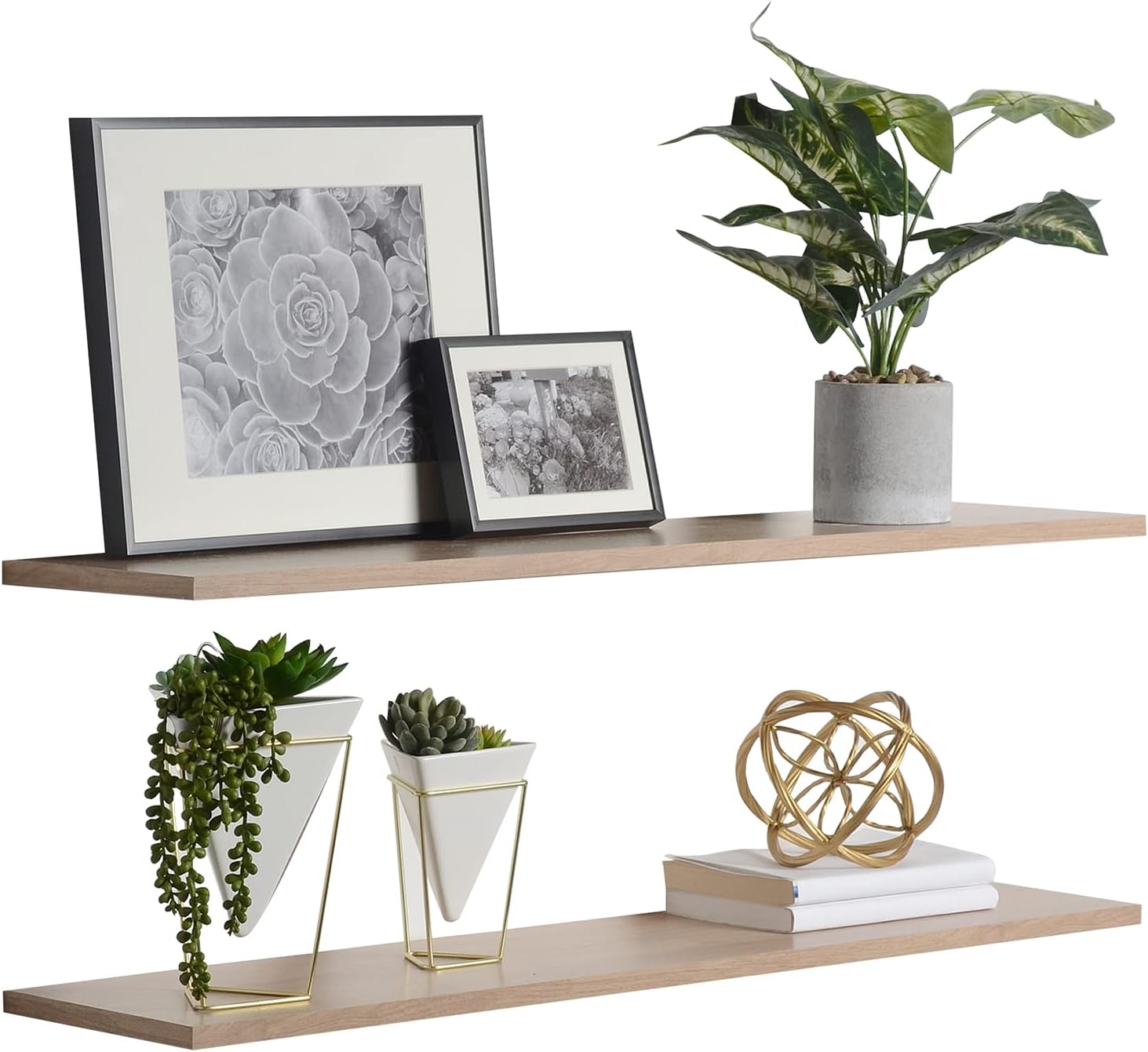 Delta Cycle & Home Wall Mounted Modern Floating Shelves, 2-Pack, Aveiro Oak - 36" Depth, 8" Length.5" Thick, Holds Up to 33lbs - Durable Shelf with Invisible Bracket for Easy Installation