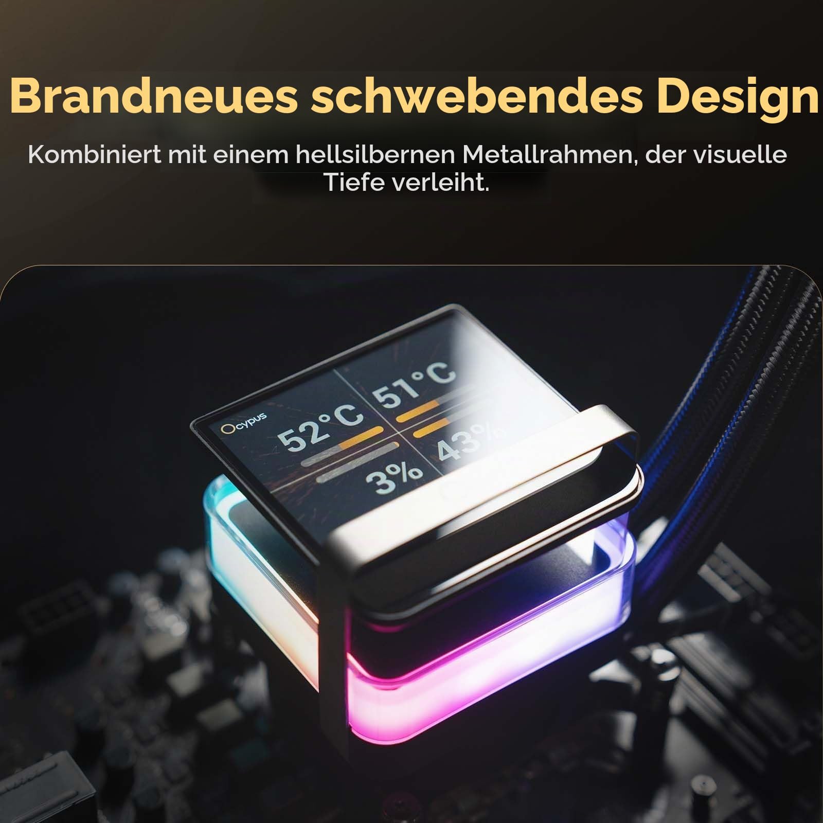 Sigma PRO L36 BK AIO Wasserkühlung 360mm CPU Kühler mit 3.5" IPS Display