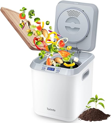 Compostador eléctrico para cocina papelera de compostaje inteligente para exterioresinteriores, inodorolimpieza automáticapantalla LED inteligente,