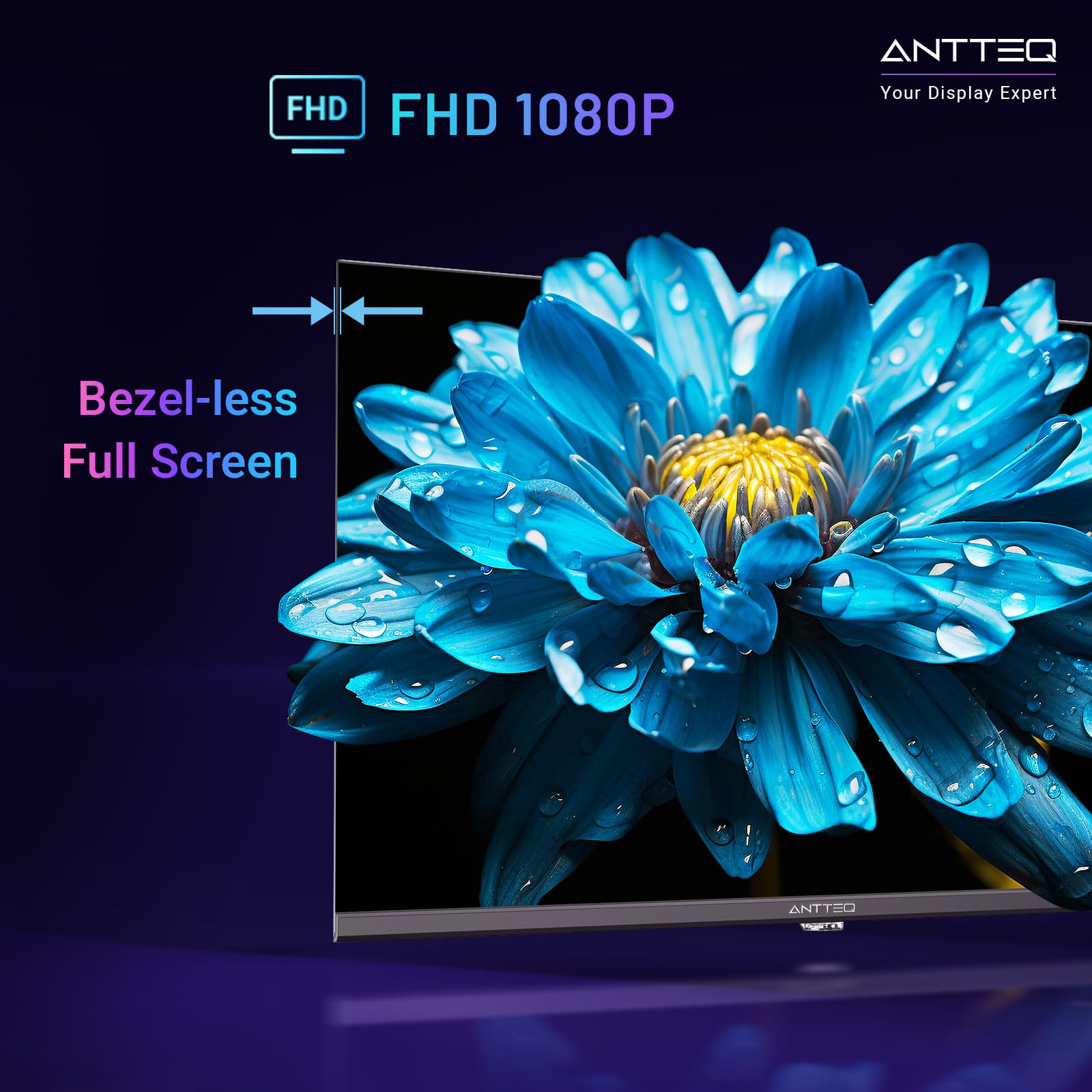 Antteq V25-AF3Q1 Smart TV 25 Pouces (64cm) Full HD,Vidaa OS Télévision avec Triple Tuner Appli Mobile,APP Store,Netflix/DAZN/WiFi, HDMI