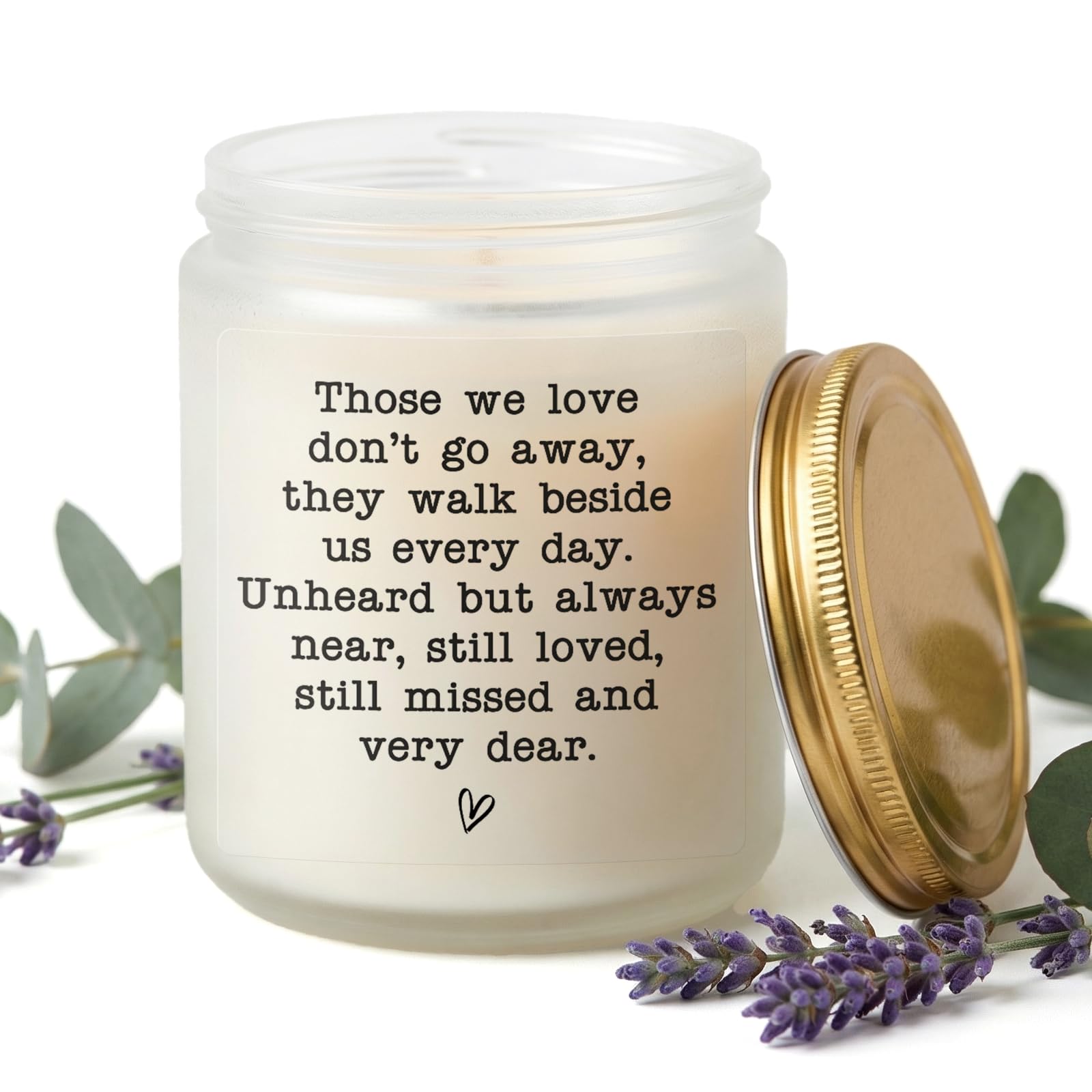 Thinking of You Gifts Sympathy Candle, Lavender & Eucalyptus Scented Candles, Memorial Bereavement Condolence Gift for Loss of Loved One, Mother, Friend (White-Memorial)