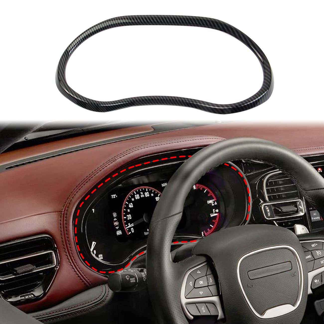 crosselec Carbon Fiber Dashboard Meter Panel Frame Cover Trim Interior Decoration Accessories for Dodge Durango (2021+)