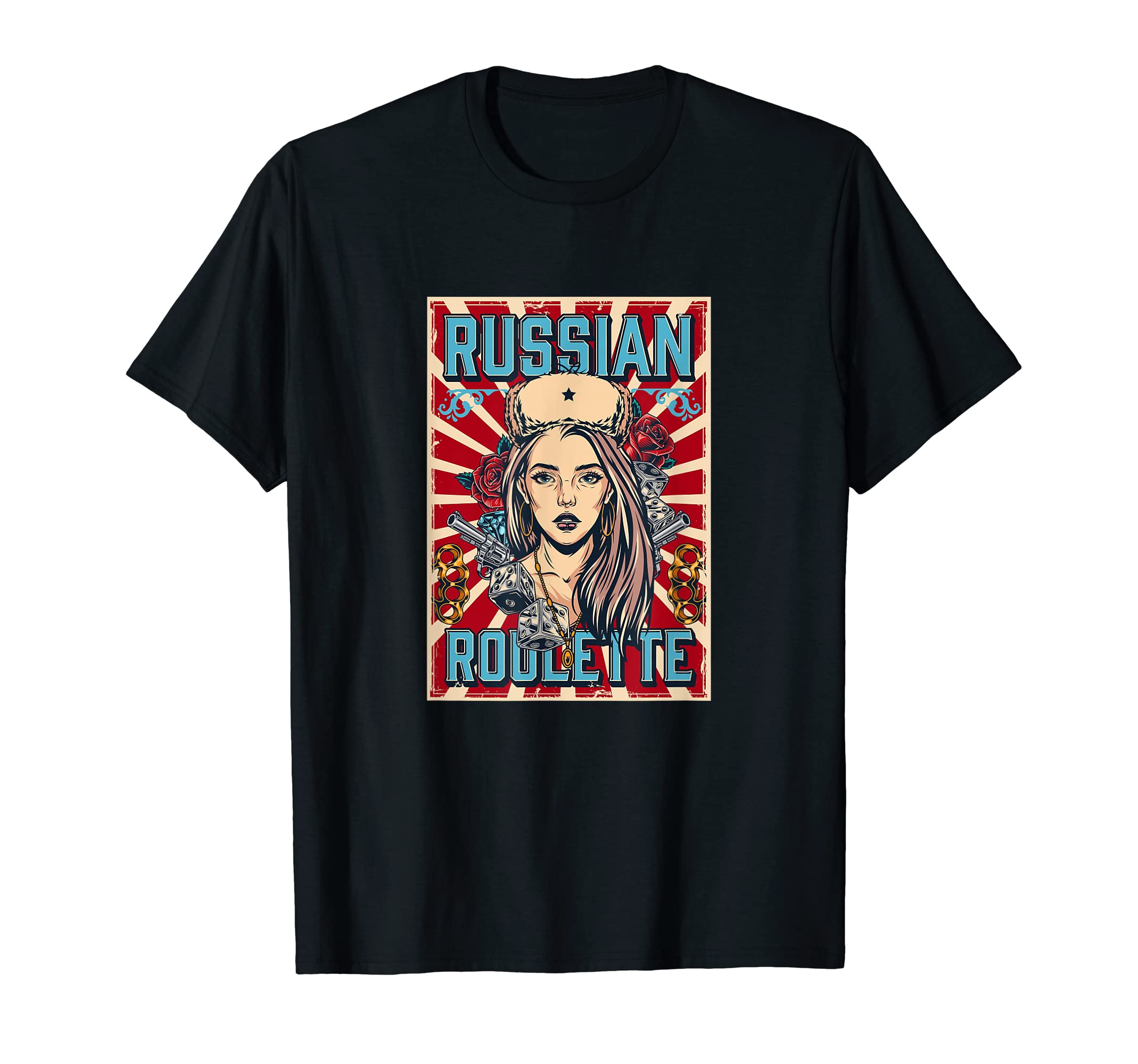 Russian Roulette Vintage T-Shirt Retro Hoodie Design Woman T-Shirt