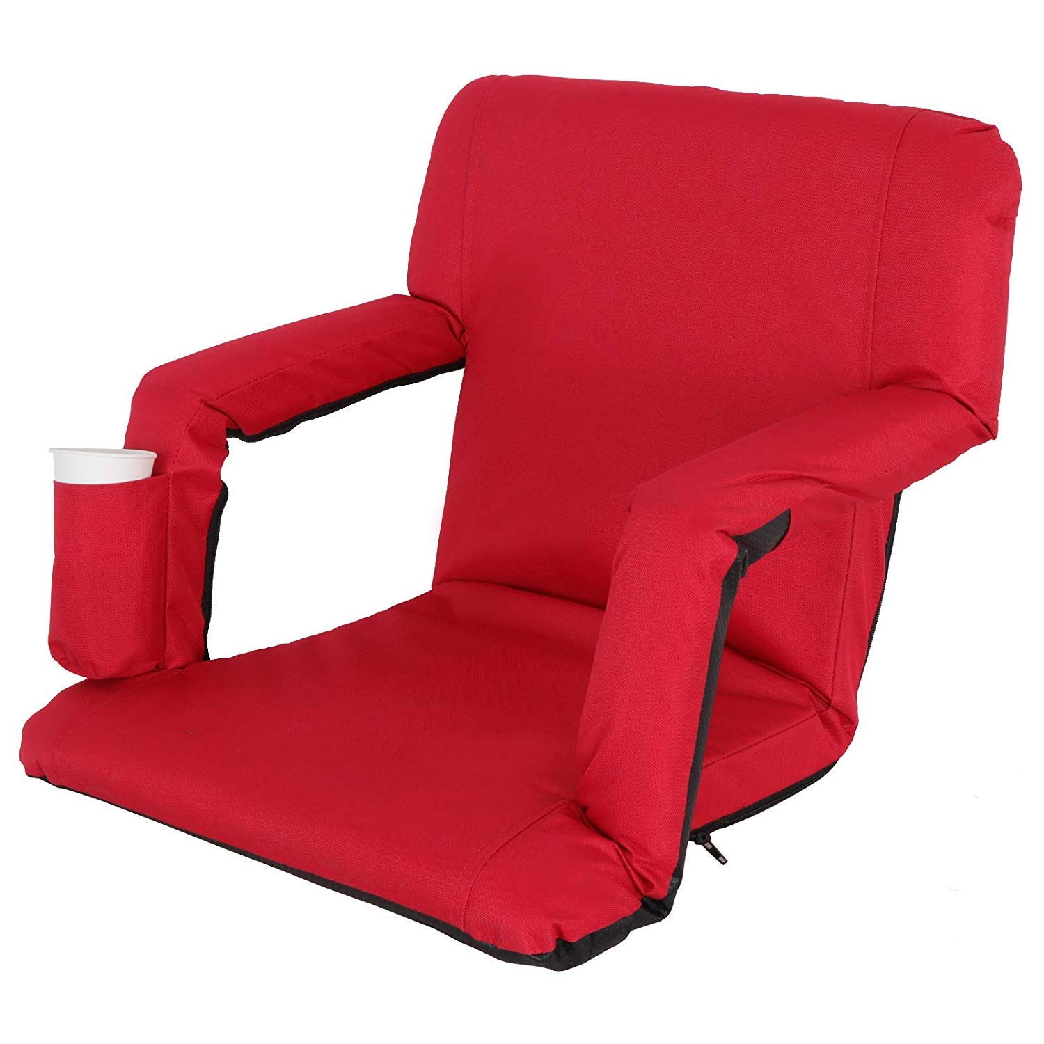 Saturnpower Portable Stadium Seat Chair Portable Stand Chair with Back and Cushion for Grandstand?Playground?Court Red (Red)