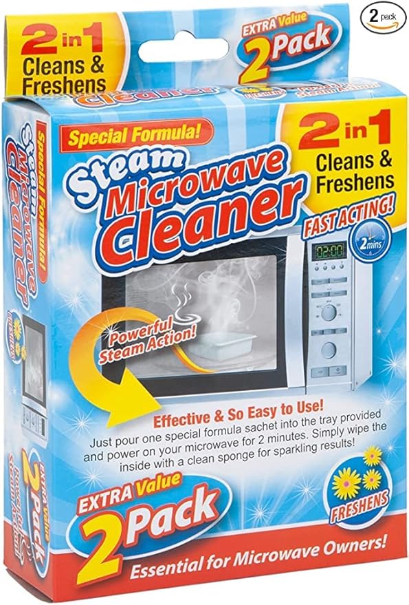 Twin Pack, Microwave Steam Cleaning Packs with Tray, Fast Acting