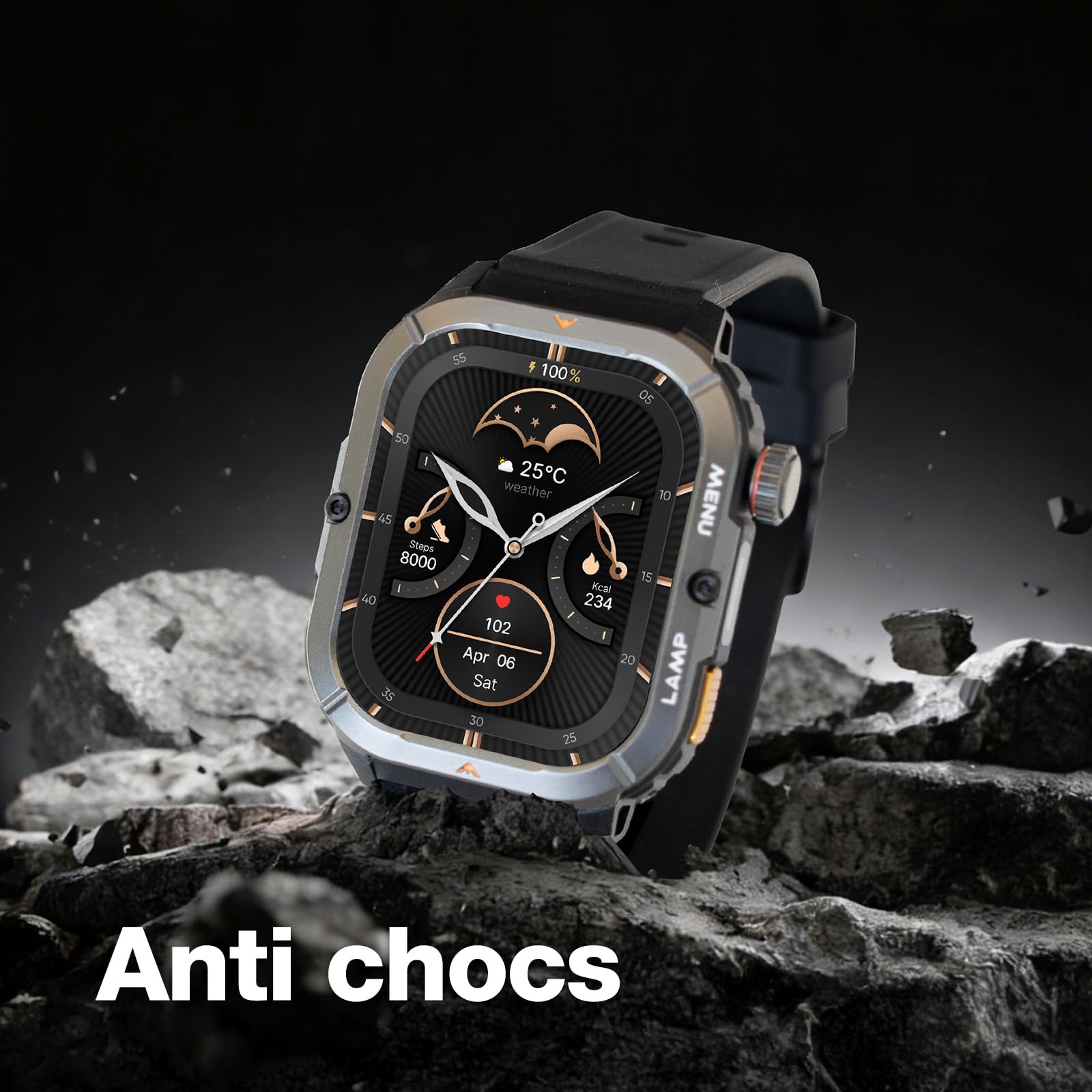 AGM Legion 3 Montre Connectée Militaire Écran AMOLED 5ATM, Appels Bluetooth | Écran AMOLED 1,95", MIL-STD-810H, 5ATM, Lampe LED, Appels Bluetooth, Montre Homme Chantier