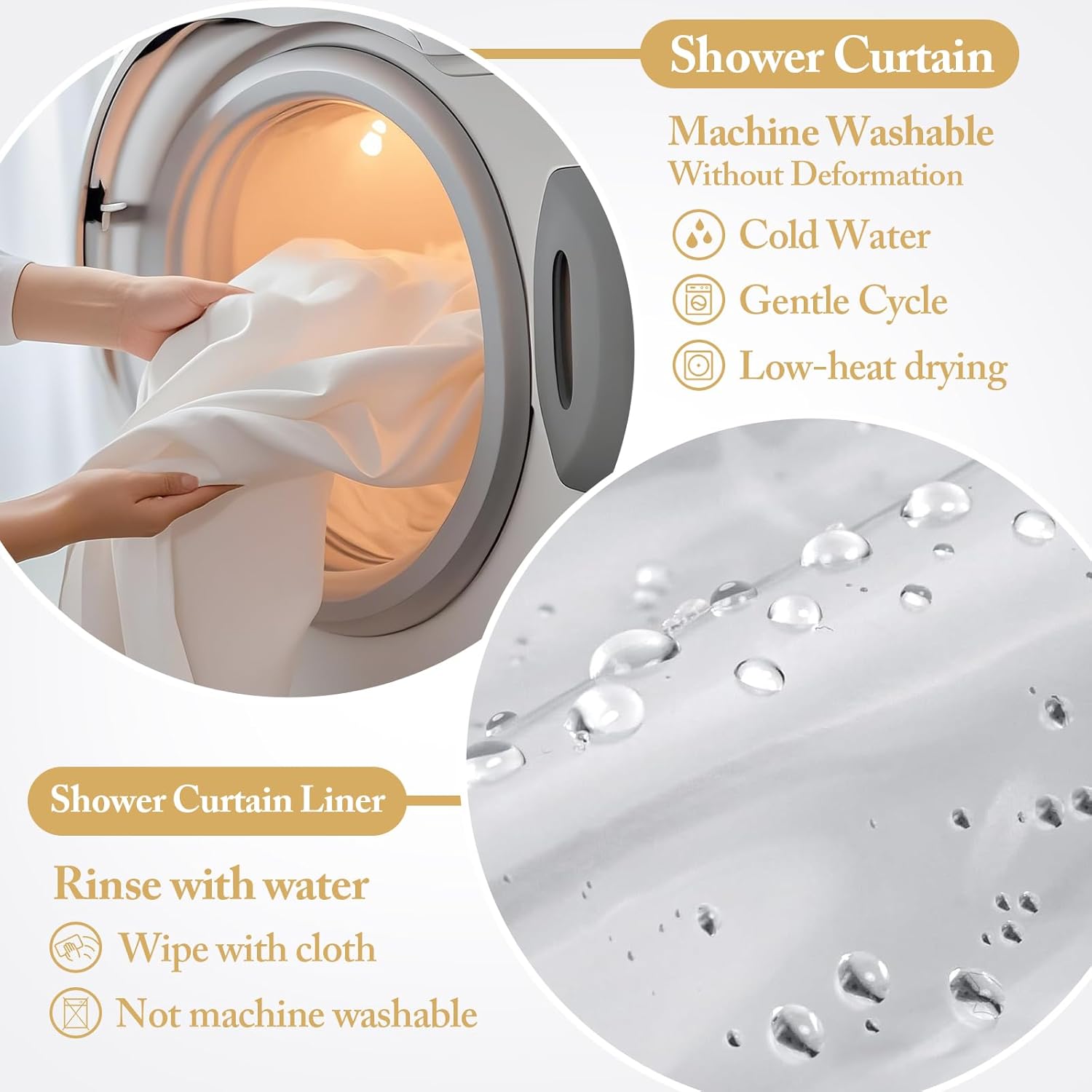 FY&XZH 3-in-1 Fabric Shower Curtain Set,Double Waterproof Linen-Texture Shower Curtain with PEVA Liner That Fully Prevents Splashes,Soft Shower Curtains with 12 Anti-Fall Hooks,72"x72" (Dark Blue)