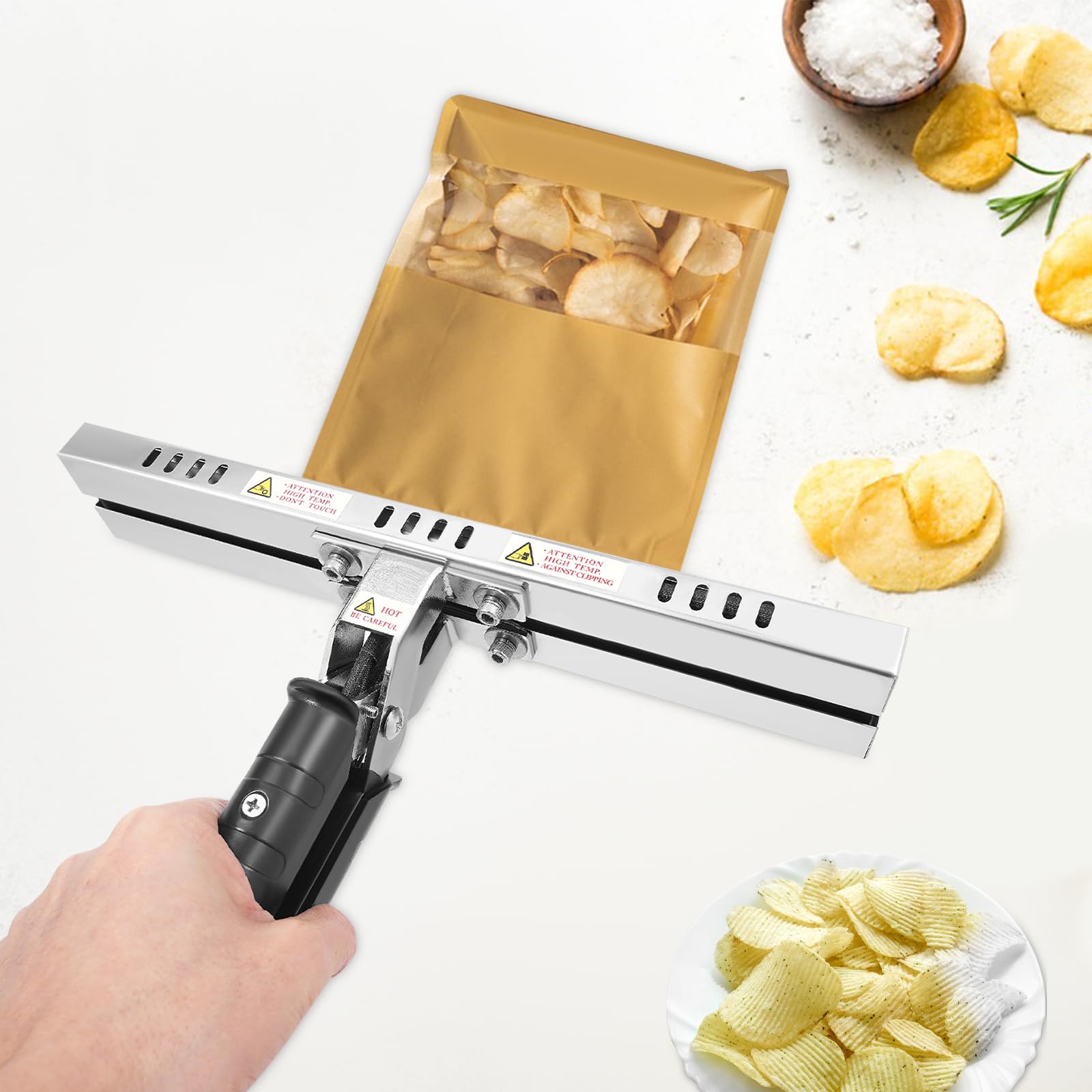Heißsiegelmaschine, Folienschweißgerät für Kraftpapierbeutel Beutel Kraftpapier Beutel Folien 220V, max 554-572℉, 7 Stufen der einstellbaren Heiztemperatur