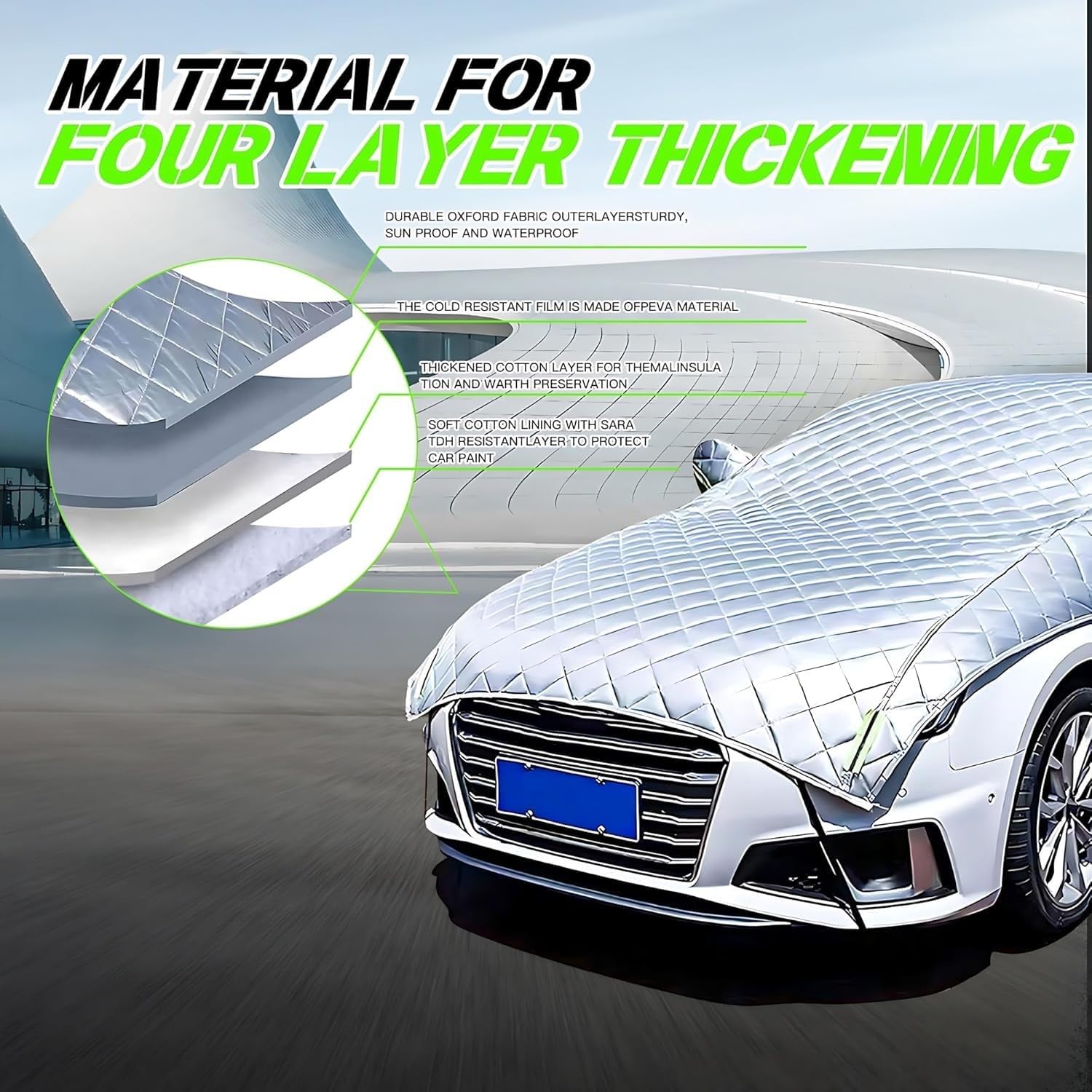 Hail Protector Car Cover Compatible with Toyota Corolla Hatchback(1997-2025),5-Layer Padded Anti-Hail Car Covers,Snowproof, Windproof, UV & Sun Protection,with Reflective Strips yf15