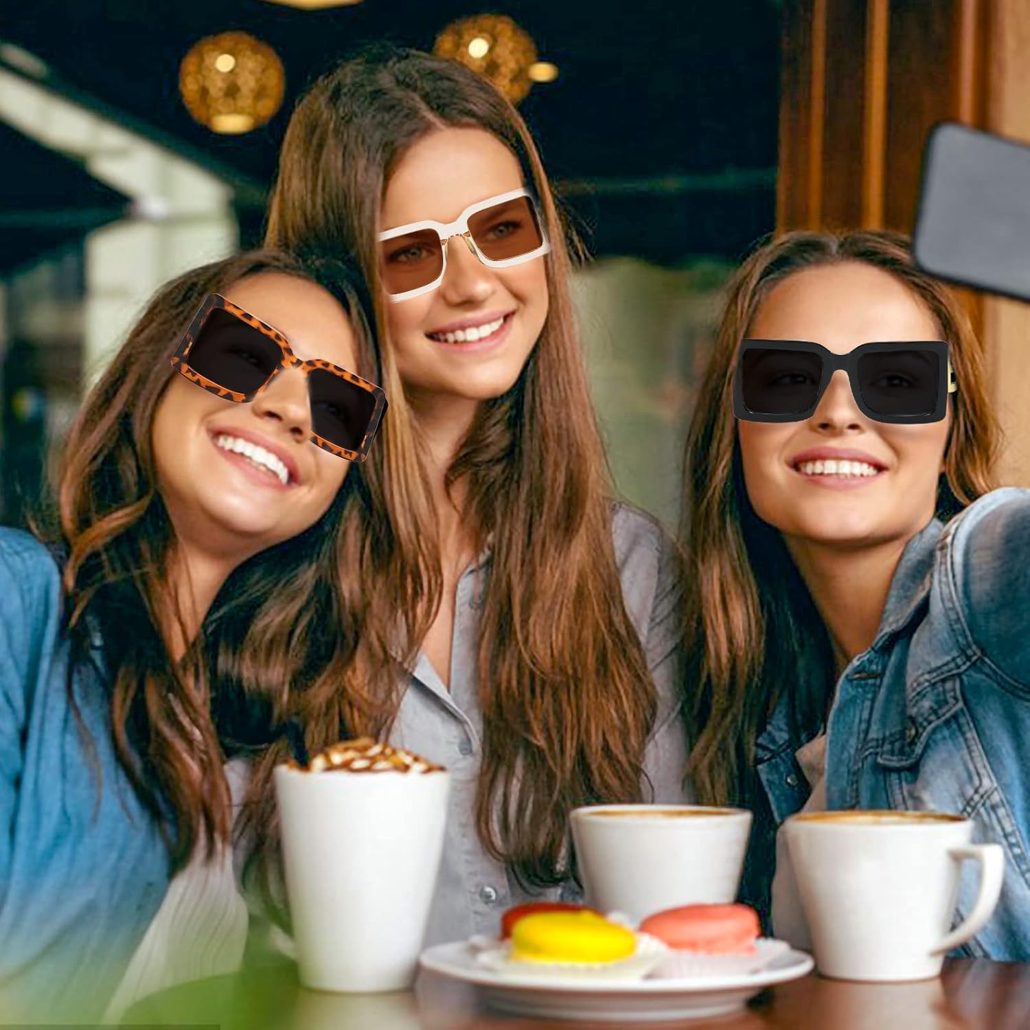 YQVIE 6 Pack Oversized Square Sunglasses Bulk for Women Men Trendy Gold B Frame Big Sun Glasses UV400 Protection - Image 6