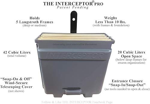 Miniatura 5 de Honeybee Swarm Trap-THE INTERCEPTOR PRO Complete Kit ASSEMBLED With Frames, Foundation, Lure & REAL Beeswax Coating (also includes tree strap &