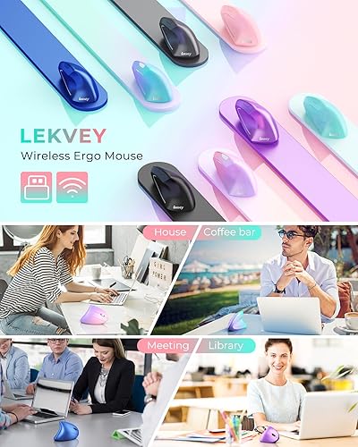 Miniatura 7 de Lekvey Ratón ergonómico, Ratón inalámbrico vertical, Ratones de túnel carpiano óptico recargable 2.4G con receptor USB 100012001600 DPI, 6 botones,