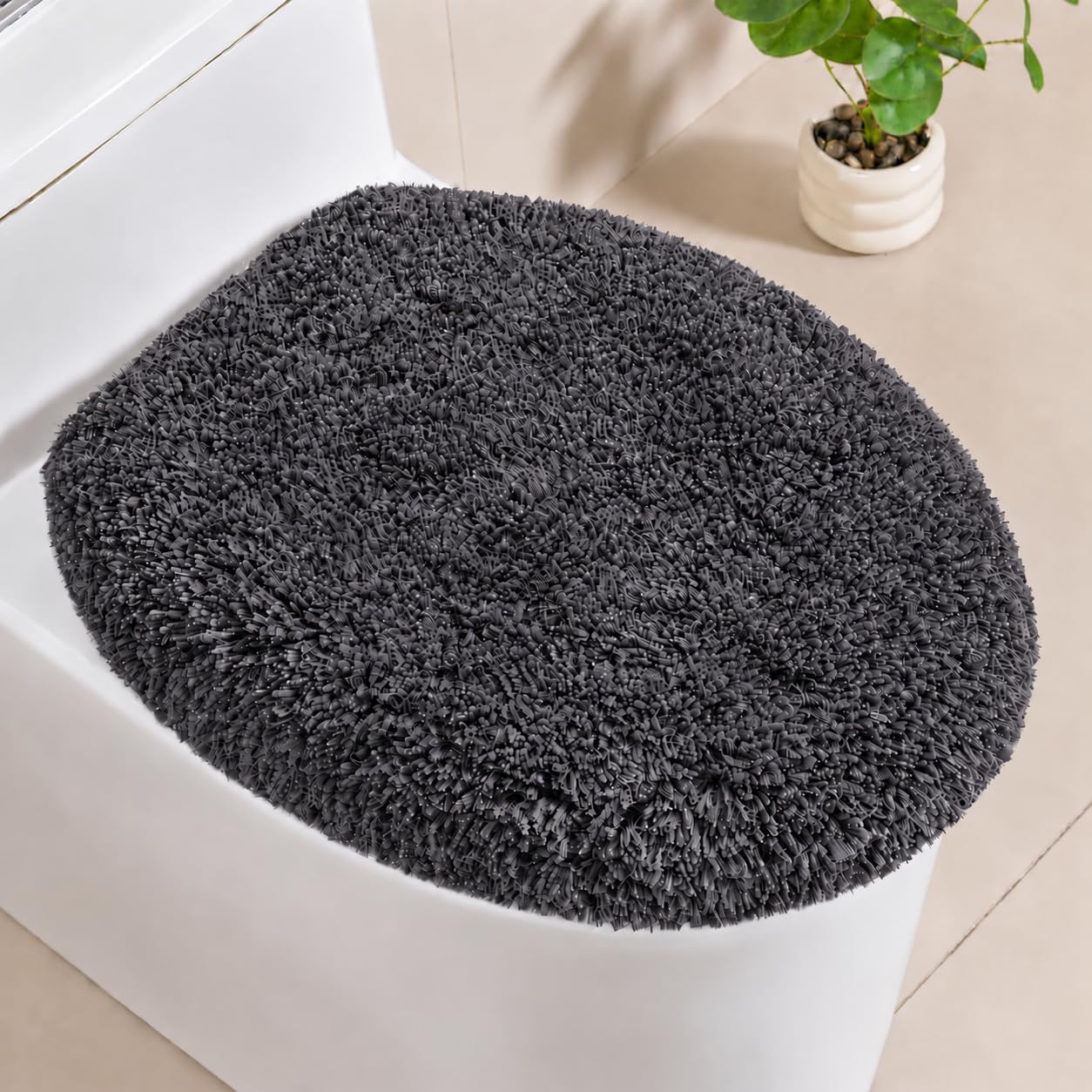 Microfiber Elongated Toilet Seat Cover, 19.5"x15" Machine Washable