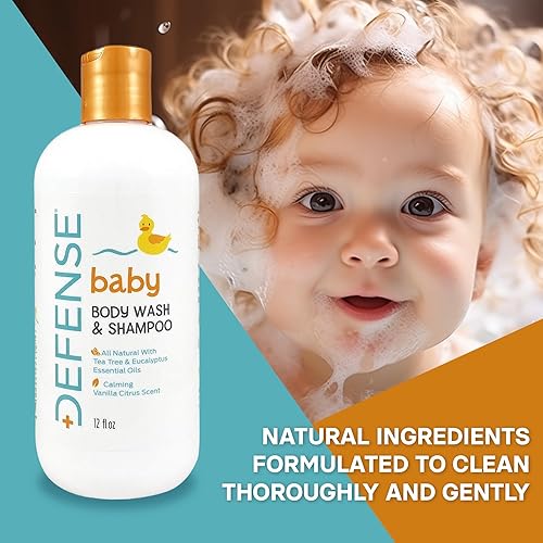 Miniatura 2 de Defense Soap Champú para bebés y gel de baño con aceite de árbol de té, aceite de coco, eucalipto, aceite de oliva y aloe, 12 onzas líquidas