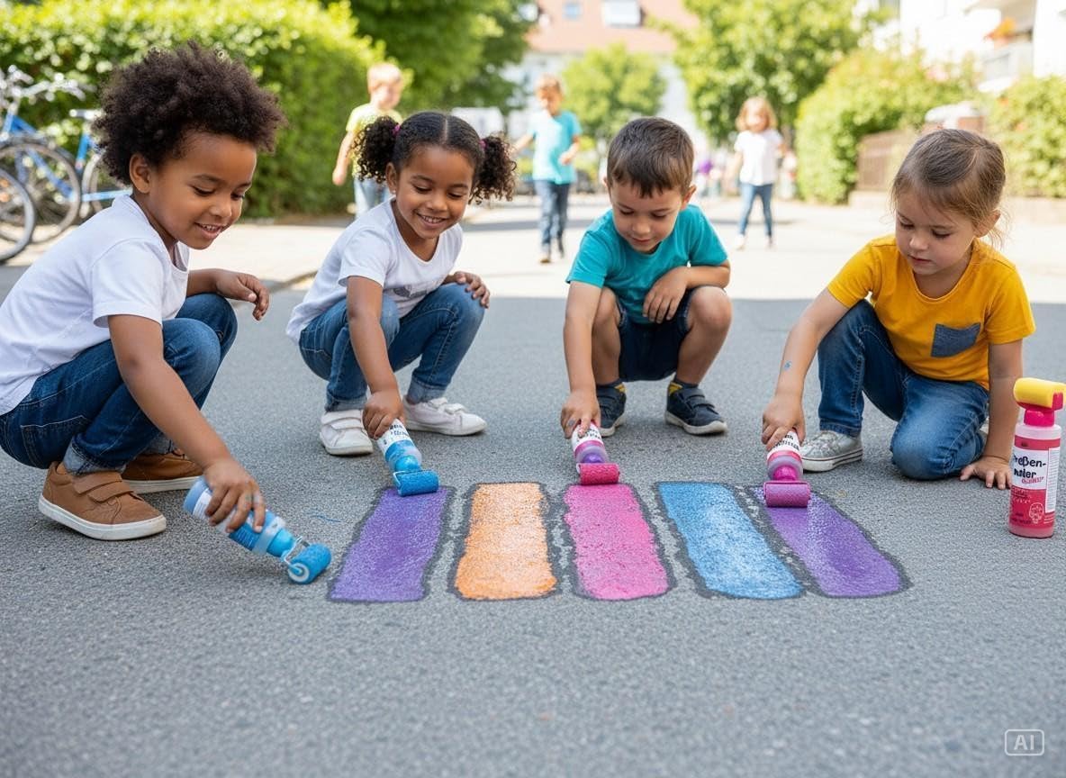 Avantgarde Set di gessetti per pittura stradale – gesso liquido per bambini – 4 colori gessetti lavabili – set di gesso da strada per esterni – giocattolo creativo per pittura all'aperto