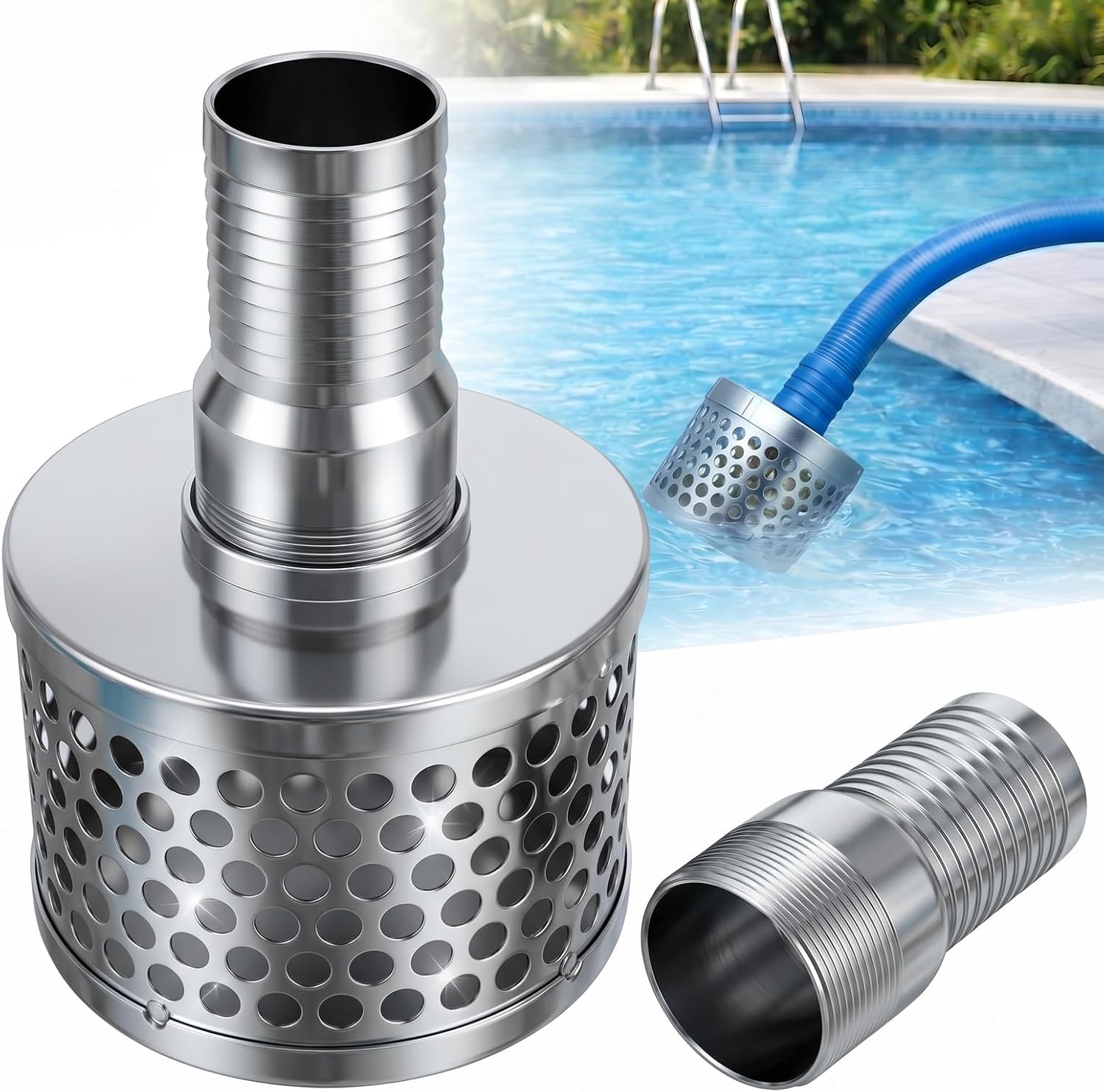 Fumete 2 Inch Pump Strainer Round Hole Suction Strainer Filter
