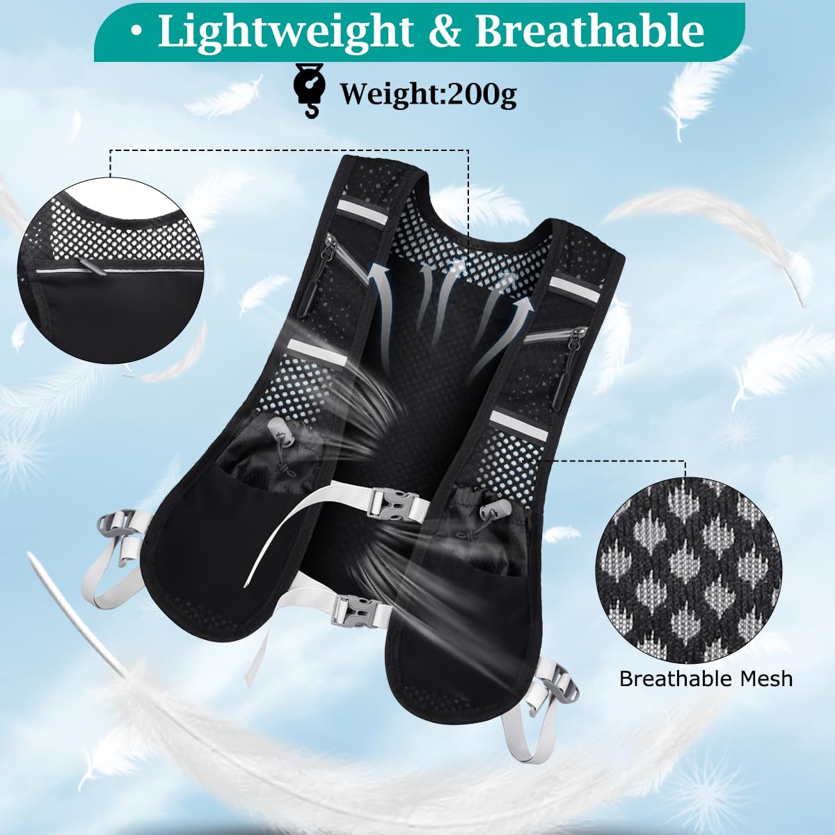 SGZIOO Laufweste Damen/Herren 210g - Reflektierende Trinkweste Für Running & Marathon