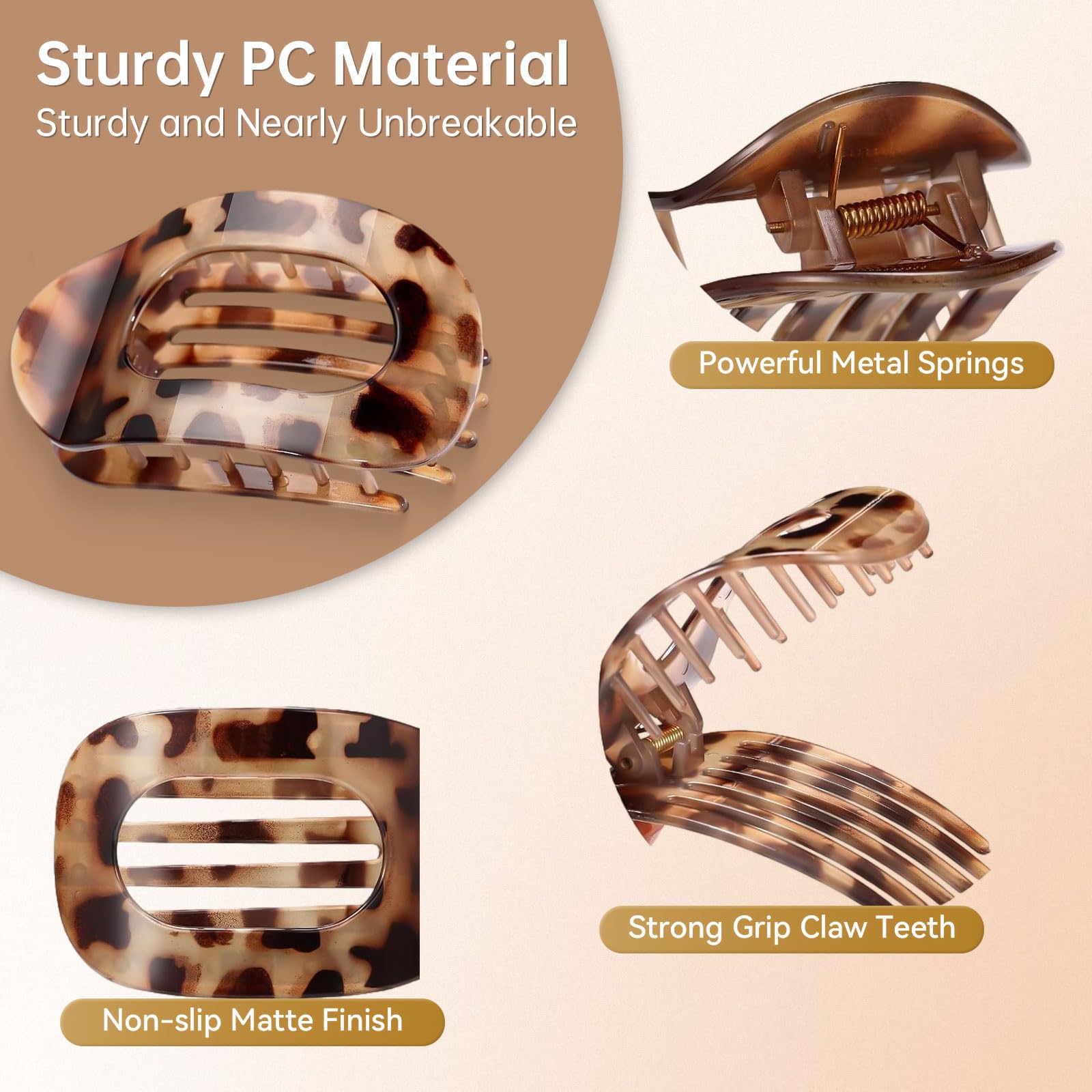 4 PCS Flat Hair Clips for Women Curved Design Flat Claw Clip for Lying Driving - Image 4