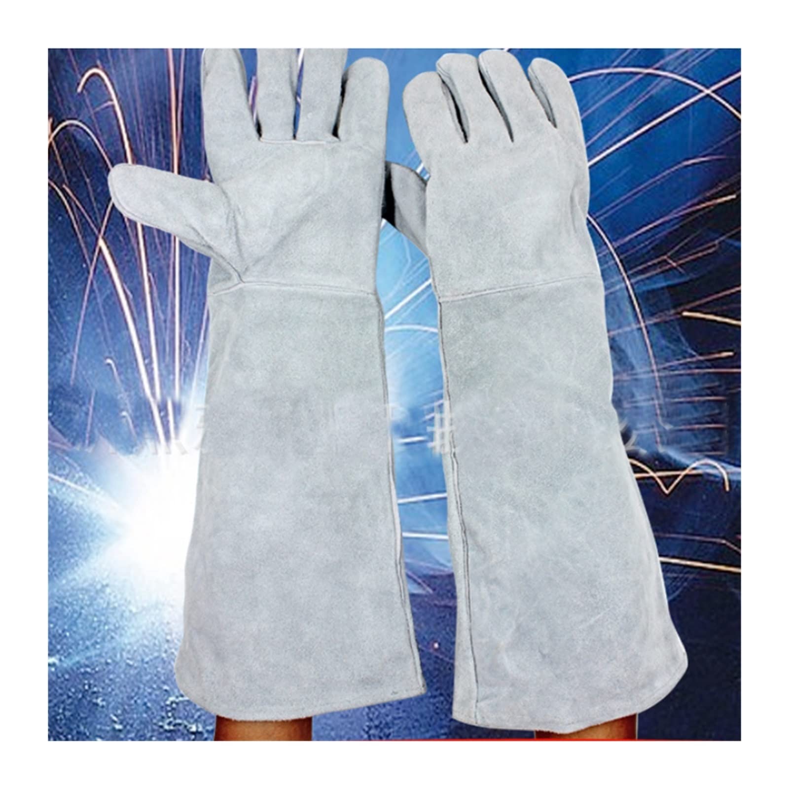 Seguridad de trabajo de soldadura larga soldadores soldadores gruesos estufa de cuero de cuero calor punción de calor resistente al desgaste Barbacoa Guantes para soldadura