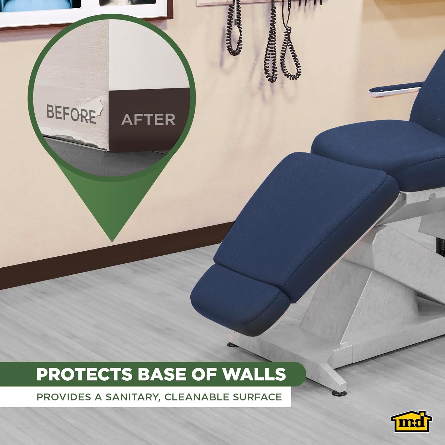 M-D Building Products 4-Inch x 60-Feet Dry Back Vinyl Wall Base, Flexible Dry Back Vinyl Trim with Toe - Easy Install Molding Trim for Floors and Baseboards, Brown (73900)