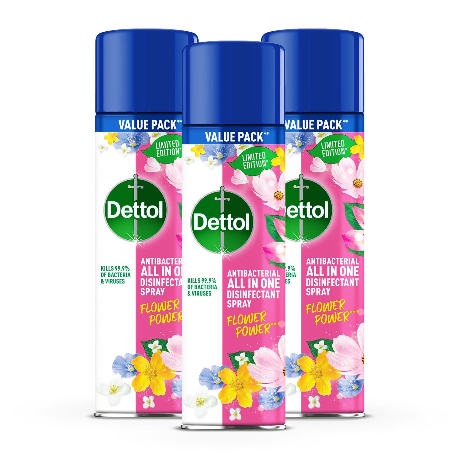Dettol Flower Power Antibacterial All in One Disinfectant Spray | Wild Lavender Fragrance | Limited Edition | 500ml (Pack of 3)