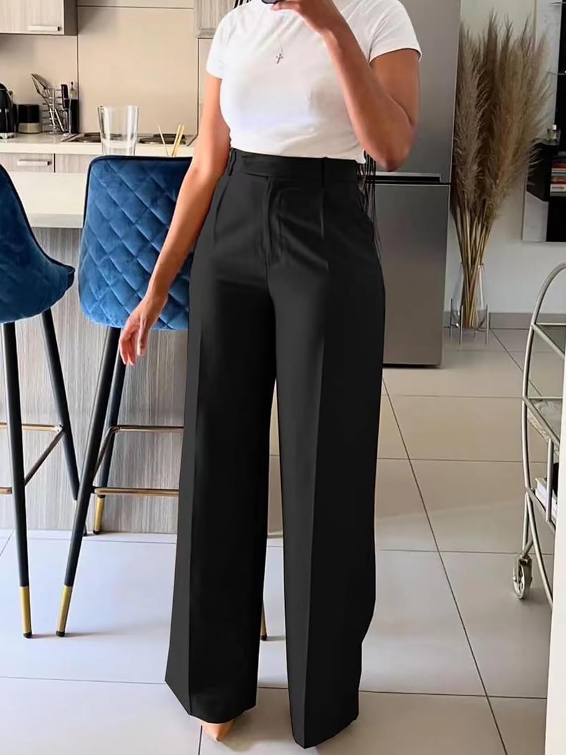 Dress Pants for Women Wide Leg High Waisted Straight Slacks Work Trousers - Image 5