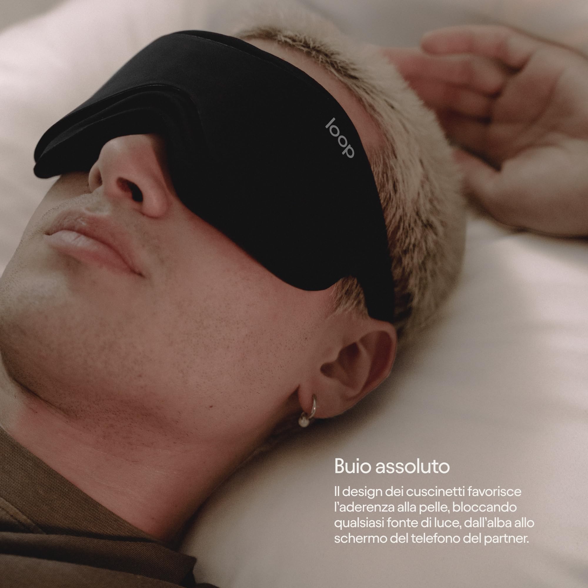 Loop Eclipse Maschera Premium – Oscurante per Dormire e Viaggiare | Per pisolini e per chi dorme sul fianco. Oscurità più profonda per un riposo migliore. Aderente al viso, spazio ciglia