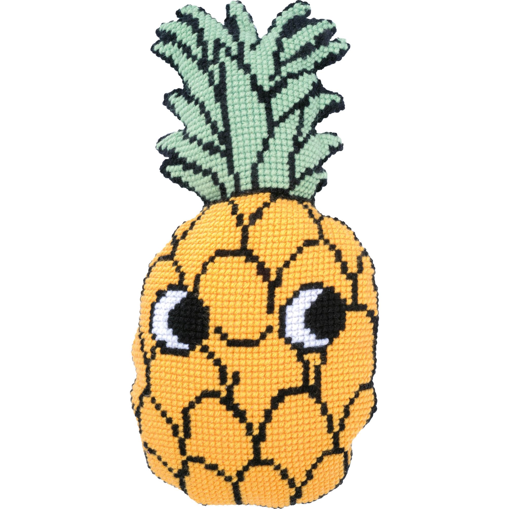 Vervaco Kreuzstich Stickpackungen Kissen Stickerei Set mit Kissenrücken Anfänger Vorgedruckt Ananas DIY Set Kreativ Set Für Erwachseneca. 28 x 55 cm Bastelset Handwerker Haus Dekoration