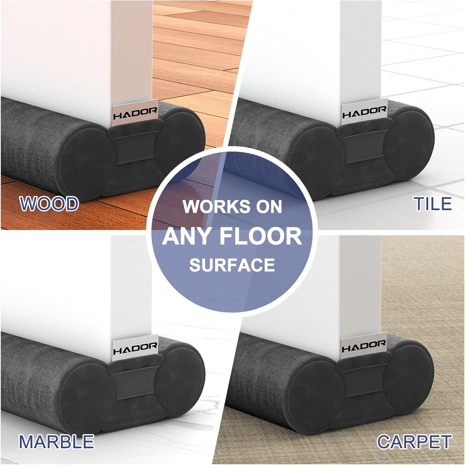 2 Pack Door Draft Stopper for Bottom of Door, 36 Inch Under Draft Air Noise Light Blocker 30"- 36" Double Side Soundproof Sweep Filler Seal Gap up to 1.7" for French Patio Sliding Door Guard, Black