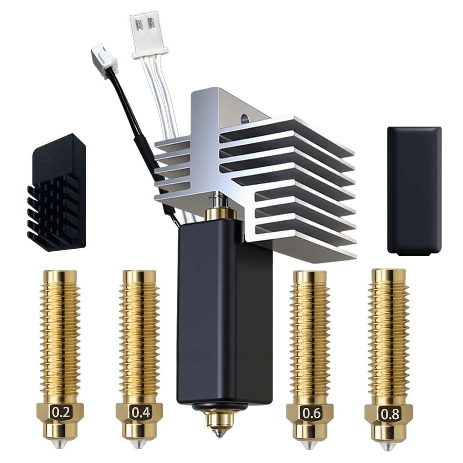 Jectse 0.4mm Hotend Kit, All Metal Throat Upgraded Cooling for Carbon 3D Printer, with 0.2mm 0.4mm 0.6mm 0.8mm Nozzles and Spare Accessories