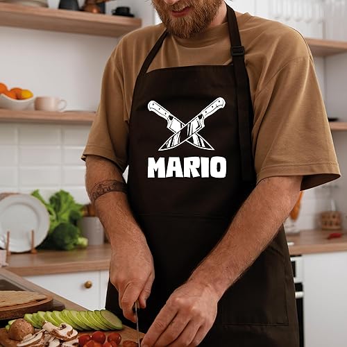 Miniatura 7 de Custom Name Apron for Men, Chef Designs, Custom Chef Coat, Customizable Gift for Wife, Husband, Mom, Dad, Delantal Hombres