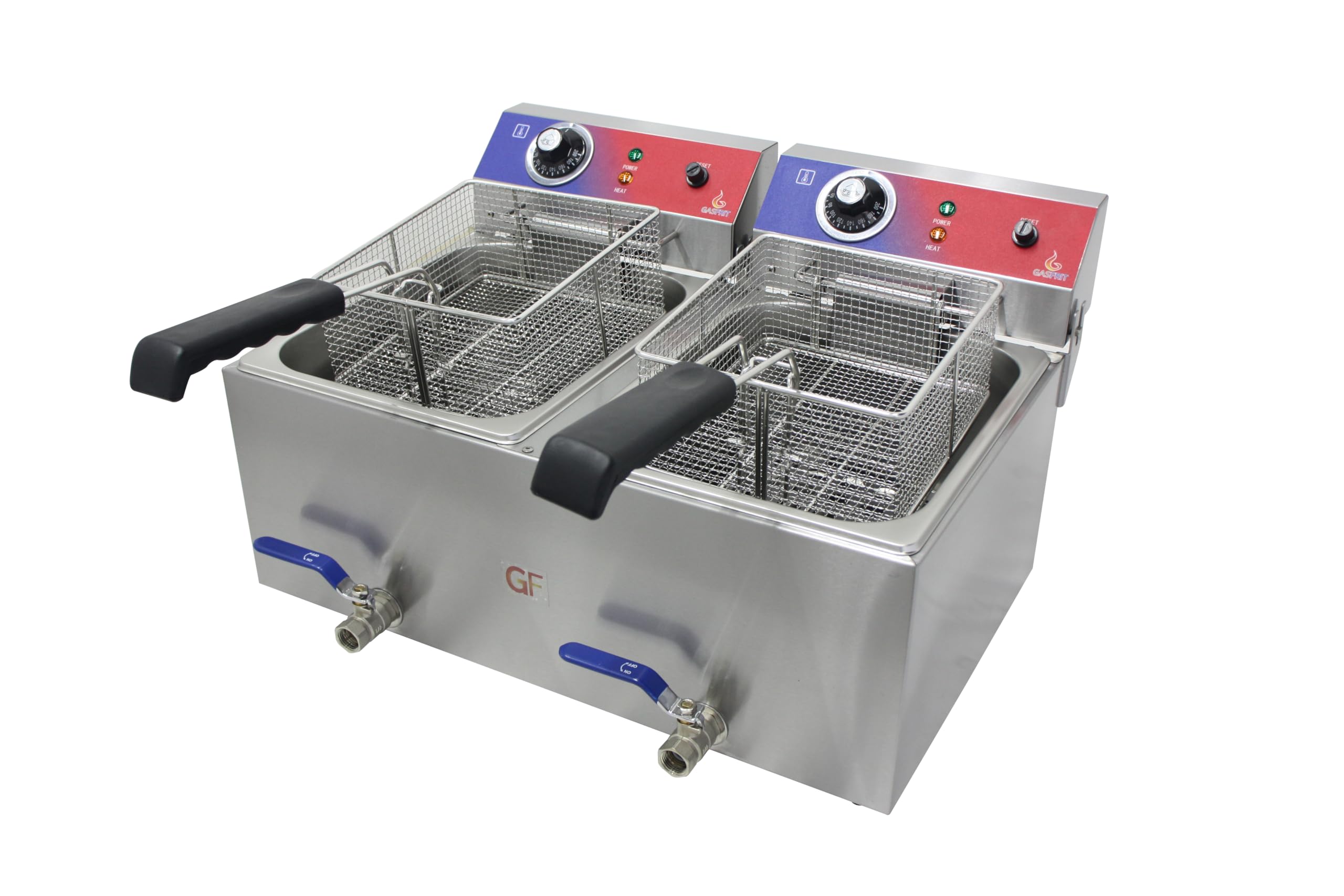 Freidora Eléctrica Profesional Industrial de Acero Inoxidable con Grifo | 10 L o 20 L (10+10) | Zonas Frías | Alta Potencia (10L+10L)