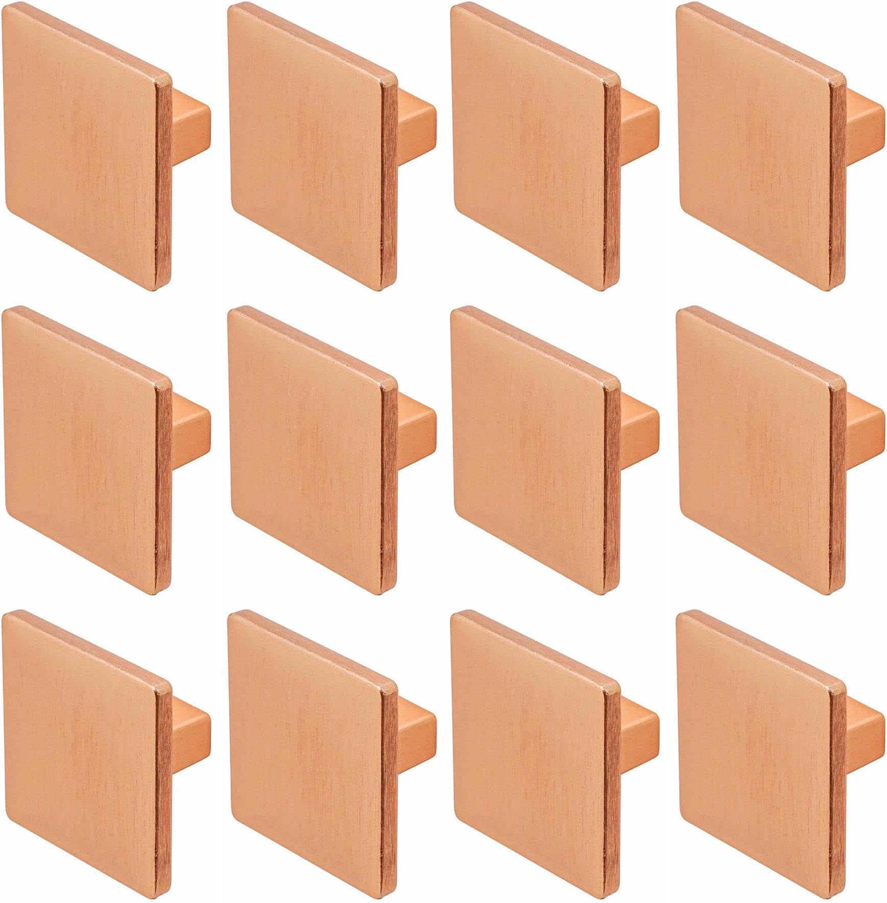Decoranddecor Calla Square Cabinet Knob Door Pull Handle Kitchen Cupboard Furniture Drawer (12 Pack, Matt Rose)