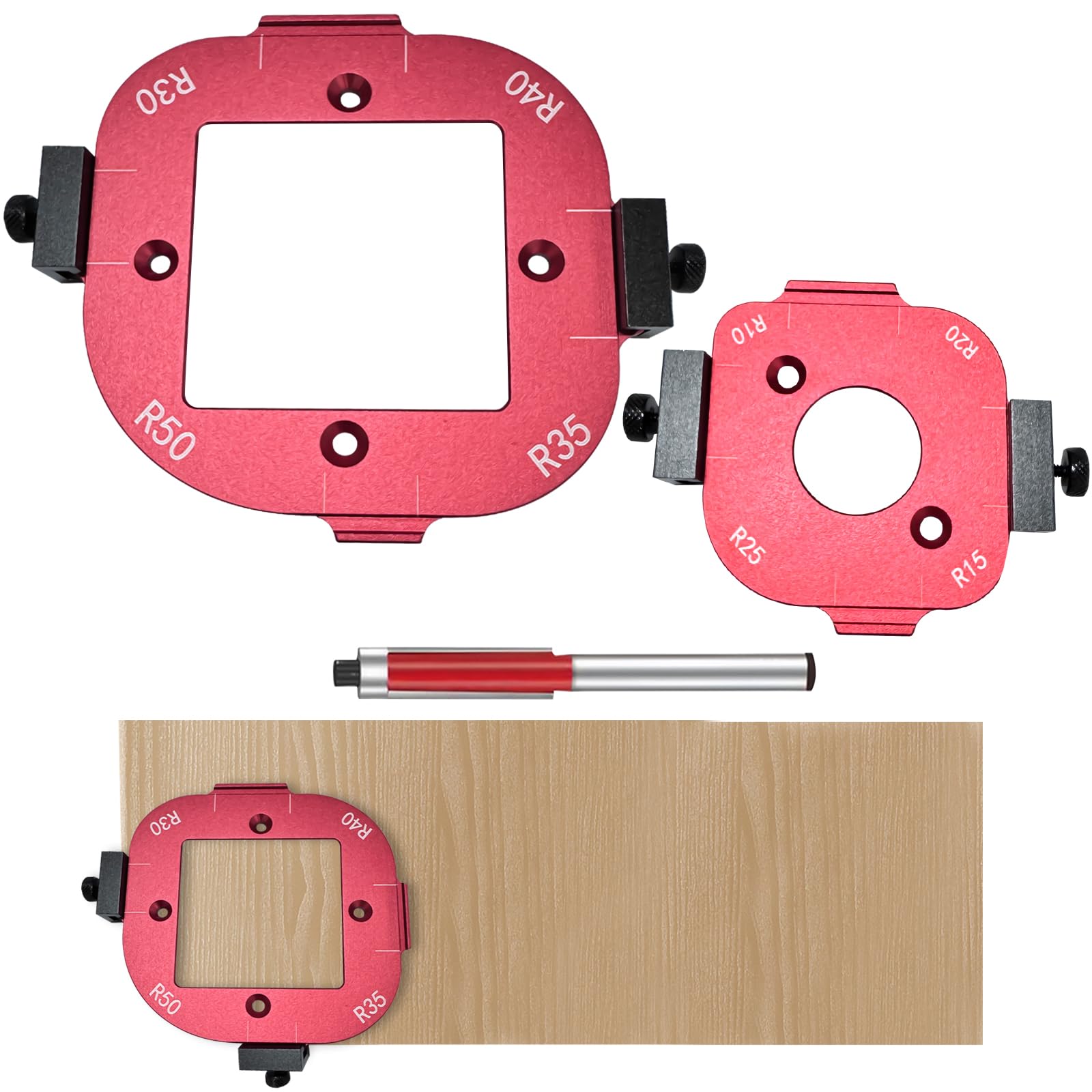 Vluvla Radius Jig Router Template, Aluminium Alloy Round Corner Radius Templates, Router Corner Jig Diy Template R10 R15 R20 R25 R30 R35 R40 R50